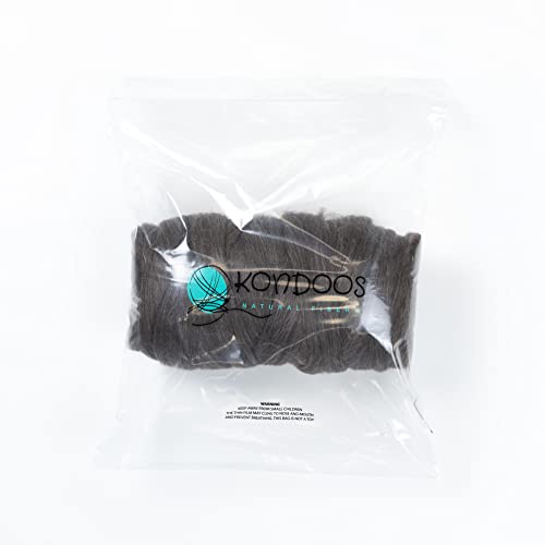 Kondoos Natural Wool Bulk roving, 1 lb. Best Wool for Spinning, arm Knitting, Felting, Chunky Blankets and Tapestry. Natural Colors, un-Dyed. (Mocha, 1 lb)