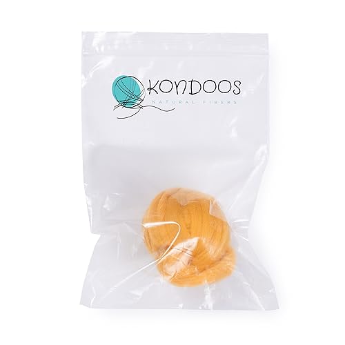 2 oz Natural Wool Roving: Dyed Fiber for Felting, Handcrafts & Spinning (Mustard, 2 oz)