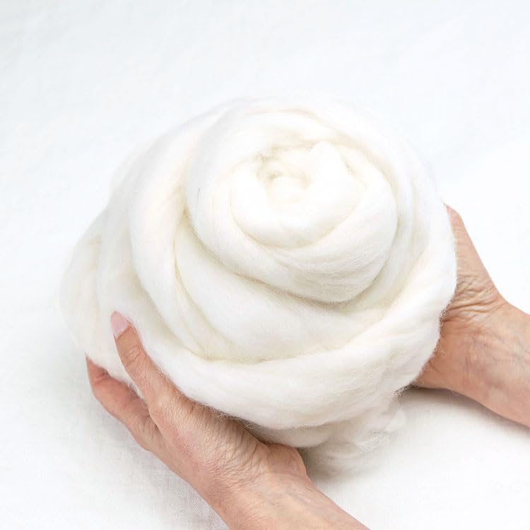 Kondoos Extra Fine Merino 8oz White Wool roving Best Wool Fiber for Needle Felting, Wet Felting, handcrafts and Spinning. (SFMerino, 8 oz)