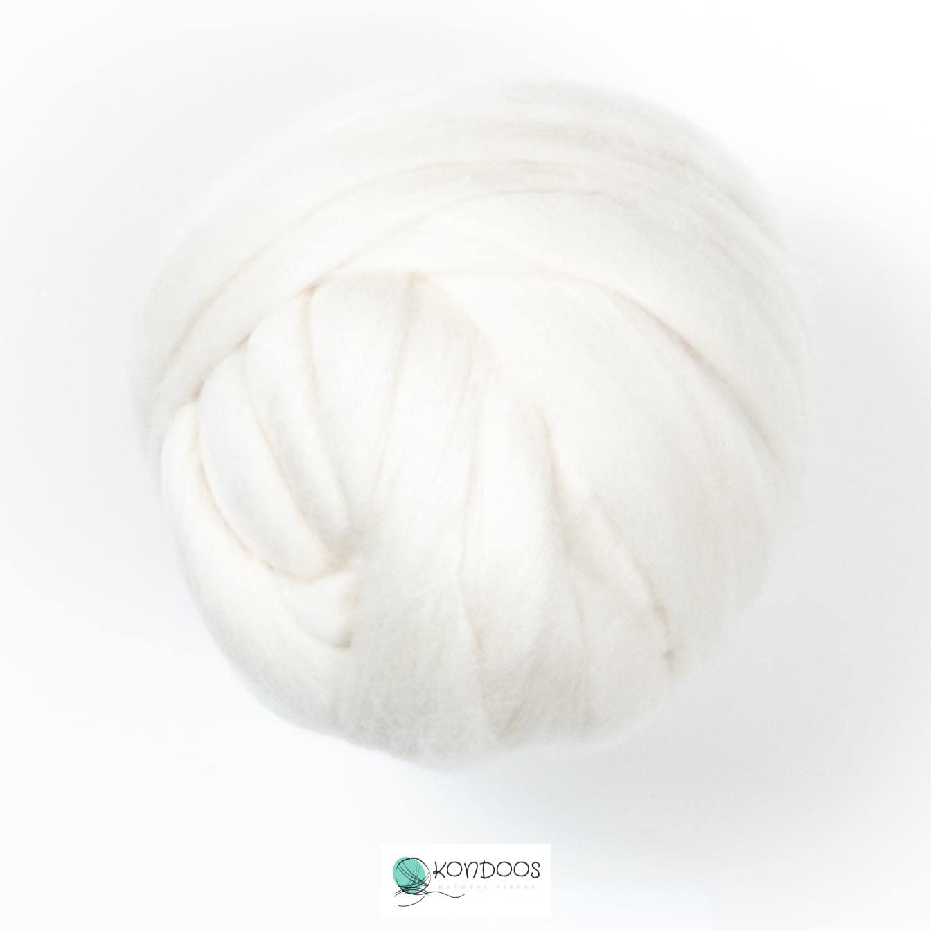 Kondoos Extra Fine Merino Wool roving, 1 Lb. Best Snow White Wool for Needle Felting, Wet Felting, handcrafts and Spinning. Soft Jumbo Yarn for arm Knitting Blanket Bulk (SFMerino, 1 lb)