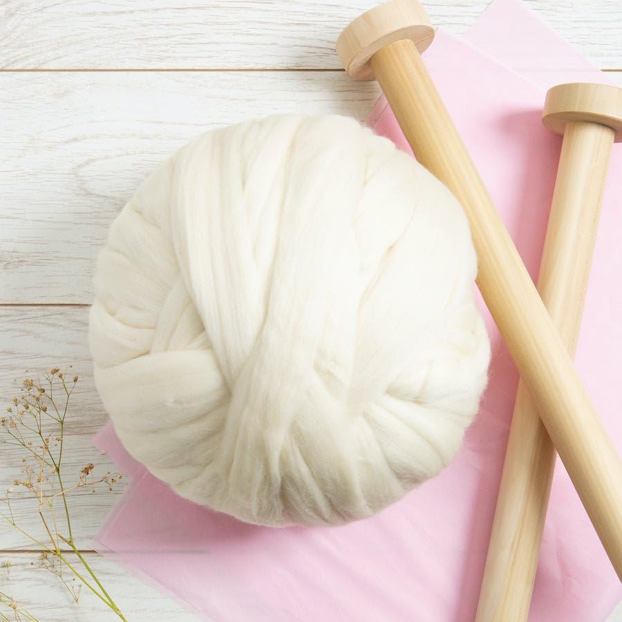 Kondoos Extra Fine Merino 8oz White Wool roving Best Wool Fiber for Needle Felting, Wet Felting, handcrafts and Spinning. (SFMerino, 8 oz)