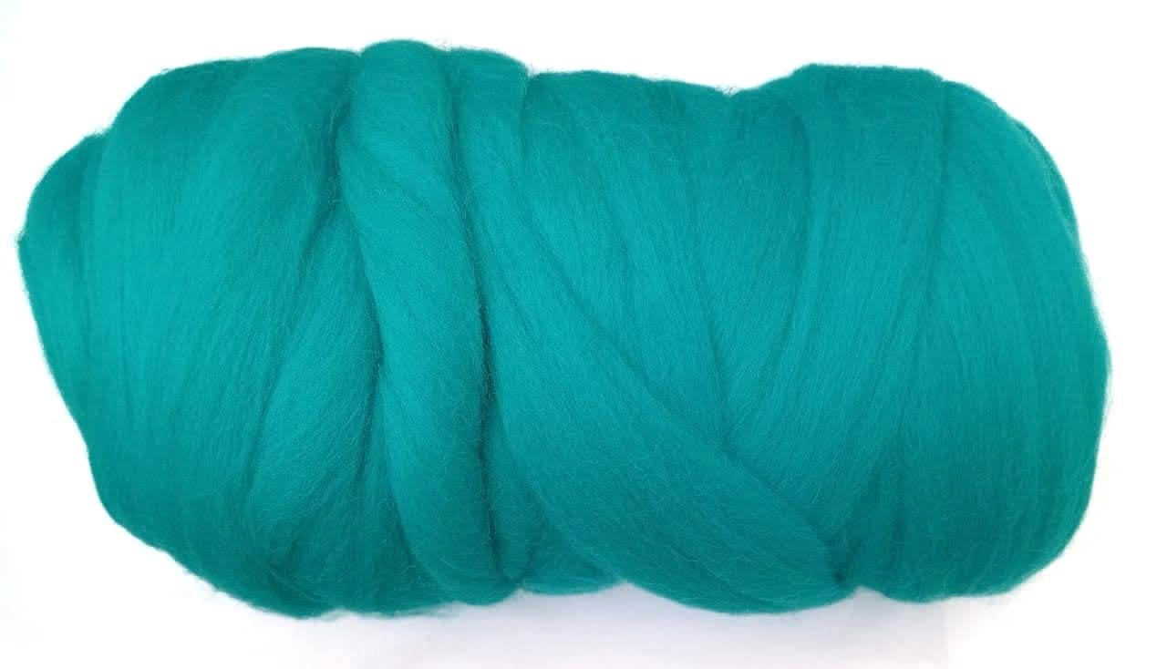 Kondoos Colored Natural Wool roving, 1 lb. Best Wool for Needle Felting, Wet Felting, handcrafts and Spinning. (Cyan, 1 lb)