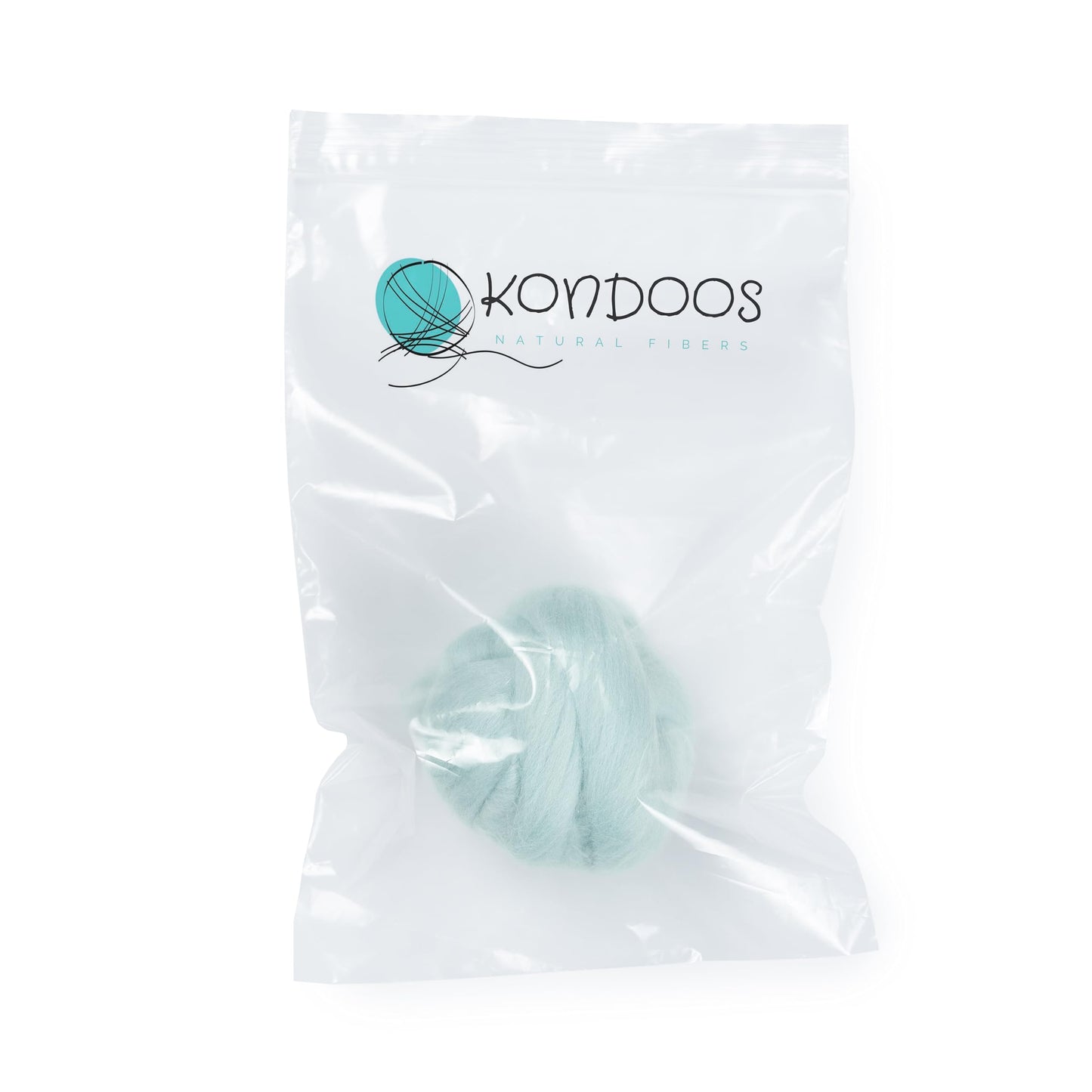 Kondoos Natural Wool roving, 2 OZ. Best Wool for Needle Felting and Wet Felting, handcrafts and DIY Spinning Projects, Wool Felting Supplies. Dyed Colors. (Light Blue, 2 oz)