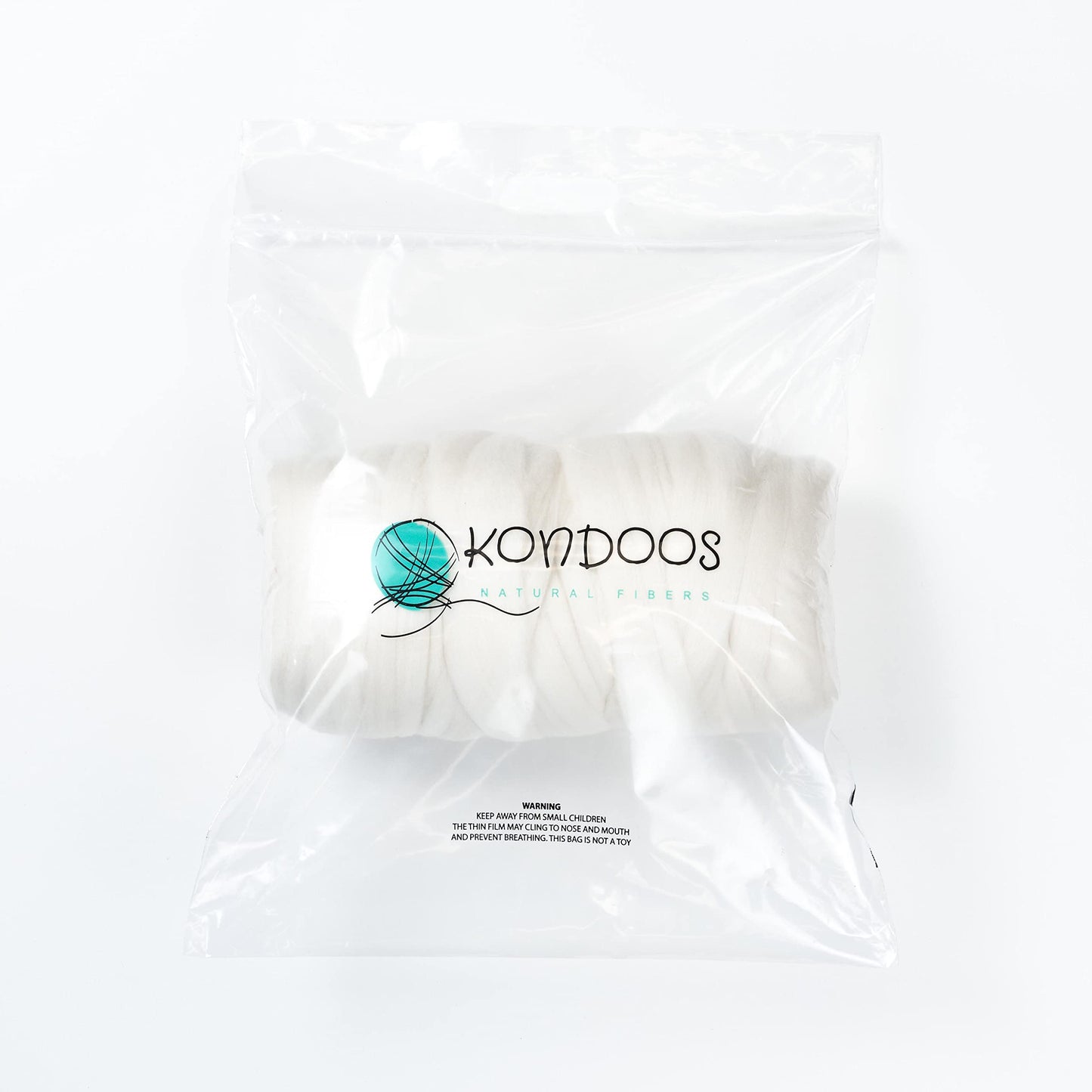 Kondoos Extra Fine Merino Wool roving, 1 Lb. Best Snow White Wool for Needle Felting, Wet Felting, handcrafts and Spinning. Soft Jumbo Yarn for arm Knitting Blanket Bulk (SFMerino, 1 lb)