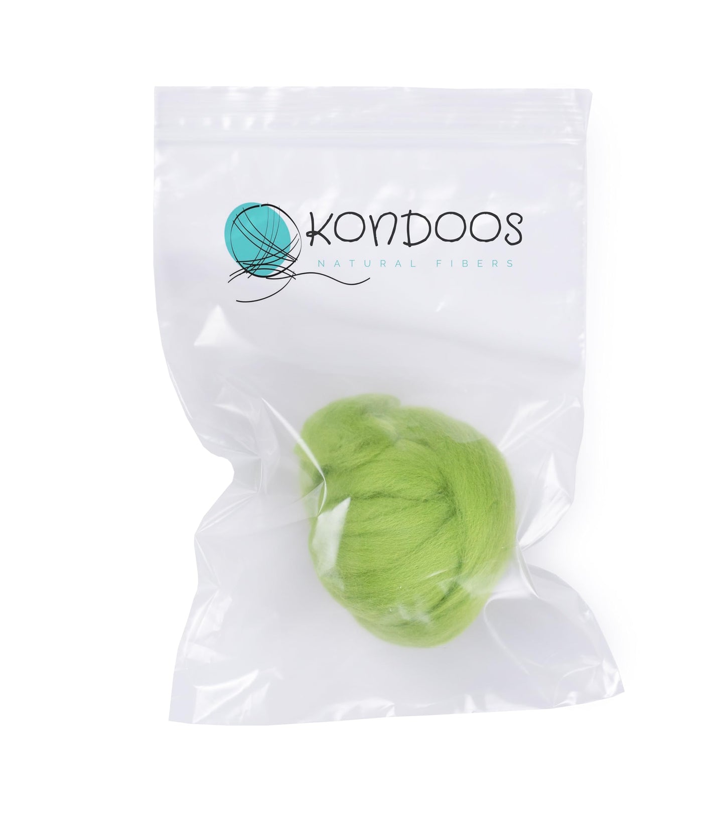Kondoos Natural Wool roving, 2 OZ. Best Wool for Needle Felting and Wet Felting, handcrafts and DIY Spinning Projects, Wool Felting Supplies. Dyed Colors. (Green Apple, 2 oz)