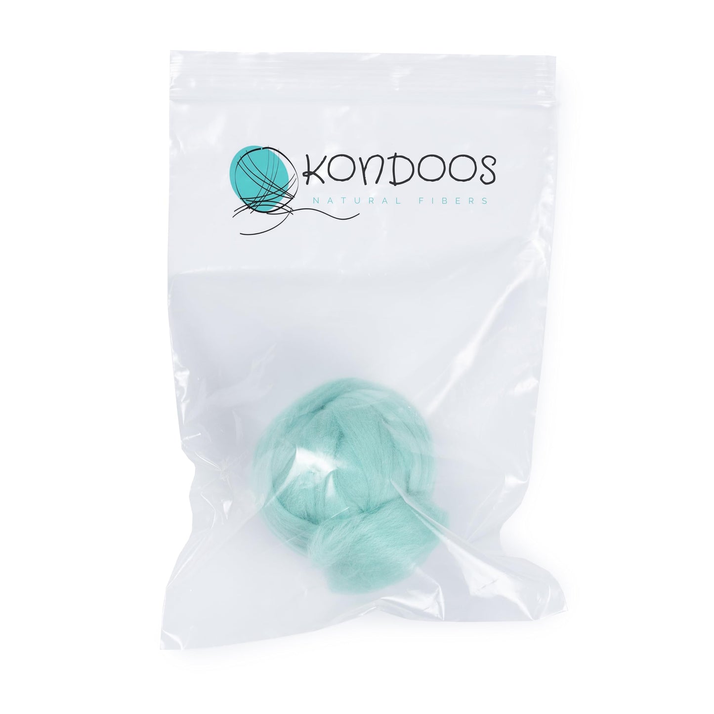 Kondoos Natural Wool roving, 2 OZ. Best Wool for Needle Felting and Wet Felting, handcrafts and DIY Spinning Projects, Wool Felting Supplies. Dyed Colors. (Acqua, 2 oz)