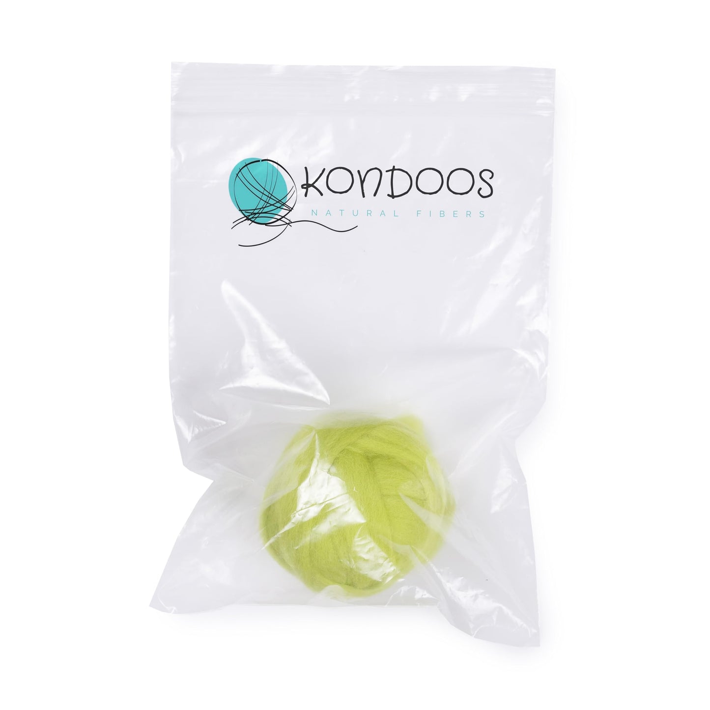 Kondoos Natural Wool roving, 2 OZ. Best Wool for Needle Felting and Wet Felting, handcrafts and DIY Spinning Projects, Wool Felting Supplies. Dyed Colors. (Green Lime, 2 oz)