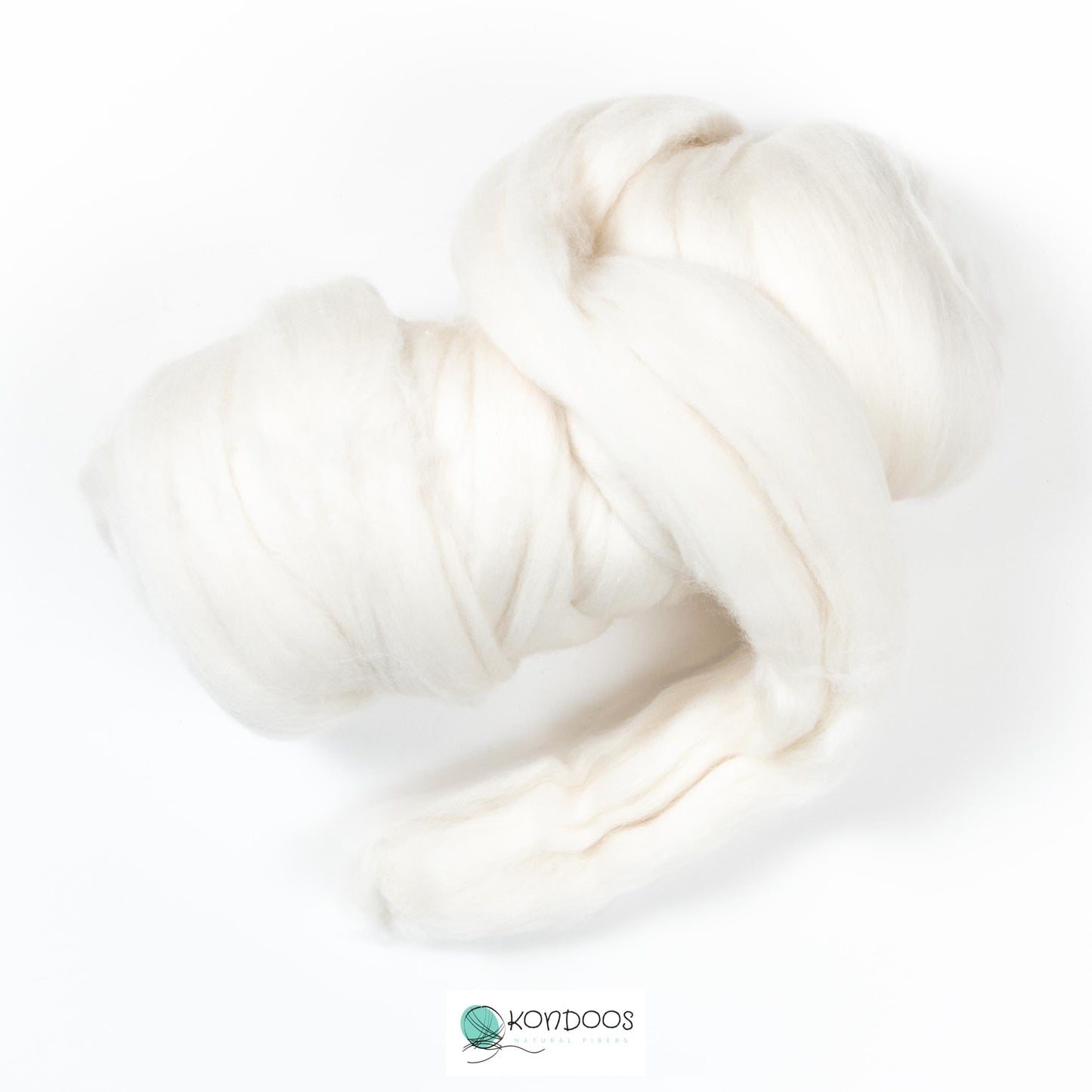 Kondoos Extra Fine Merino 8oz White Wool roving Best Wool Fiber for Needle Felting, Wet Felting, handcrafts and Spinning. (SFMerino, 8 oz)