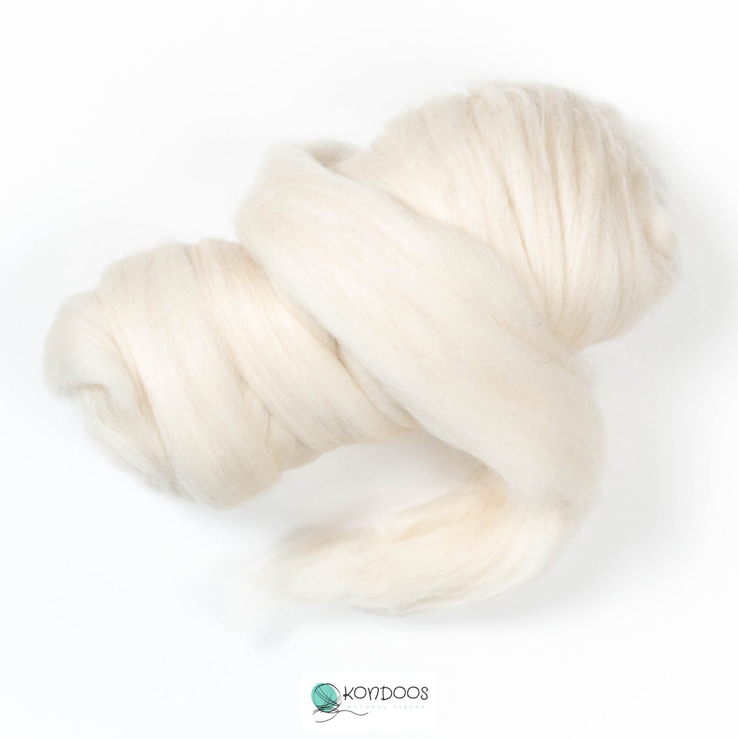 Kondoos Natural Wool roving, 8 OZ. Best Wool for Needle Felting, handcrafts and Spinning. Natural Wool Yarn Bulk, Felting Core, Carded Stuffing, un-Dyed. (Ecru, 8 oz)