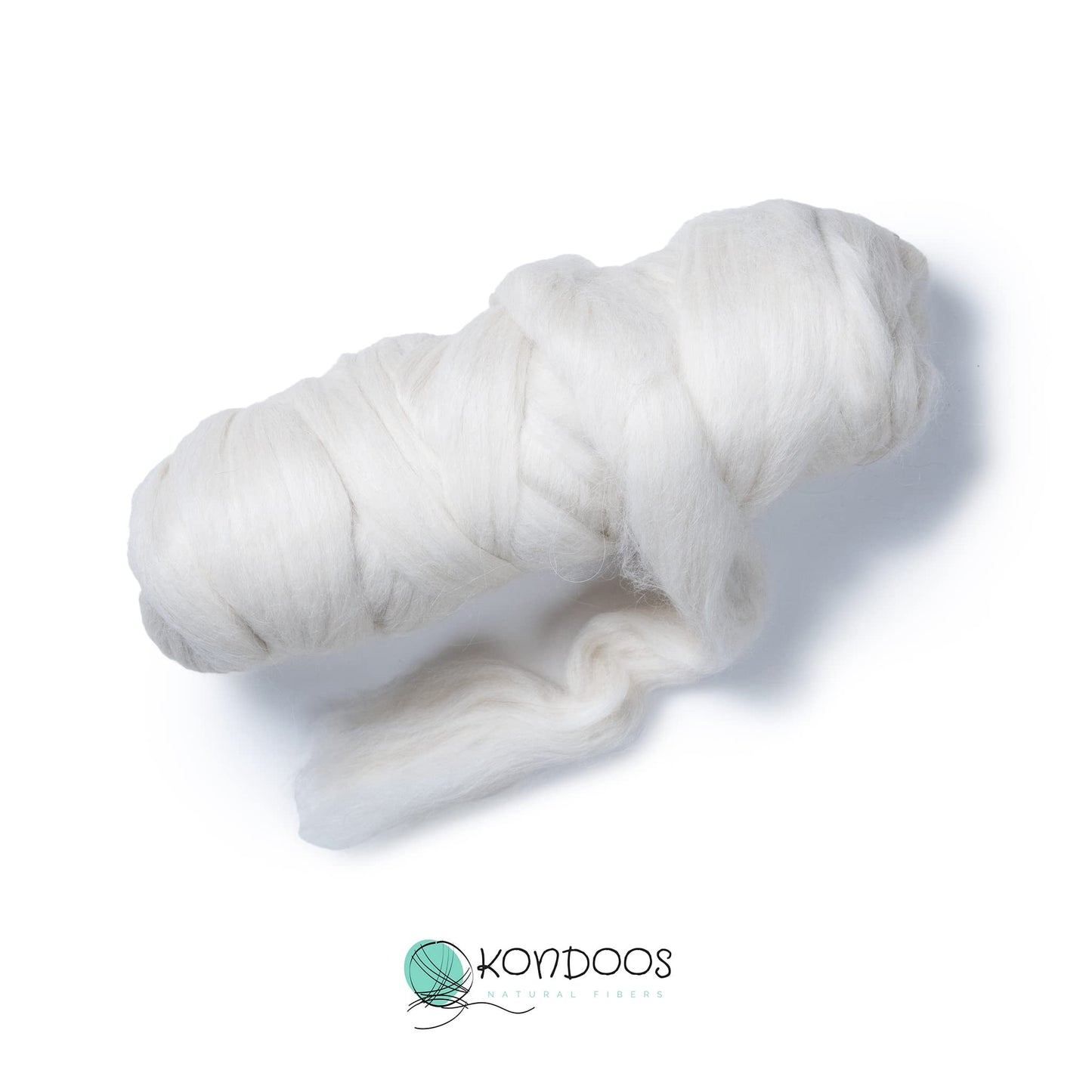 Kondoos Llama Hair roving (Similar to Alpaca), 1 lb. Best for Needle Felting, handcrafts and Spinning. Silky Natural Colours, un-Dyed. (White LFX, 1lb)