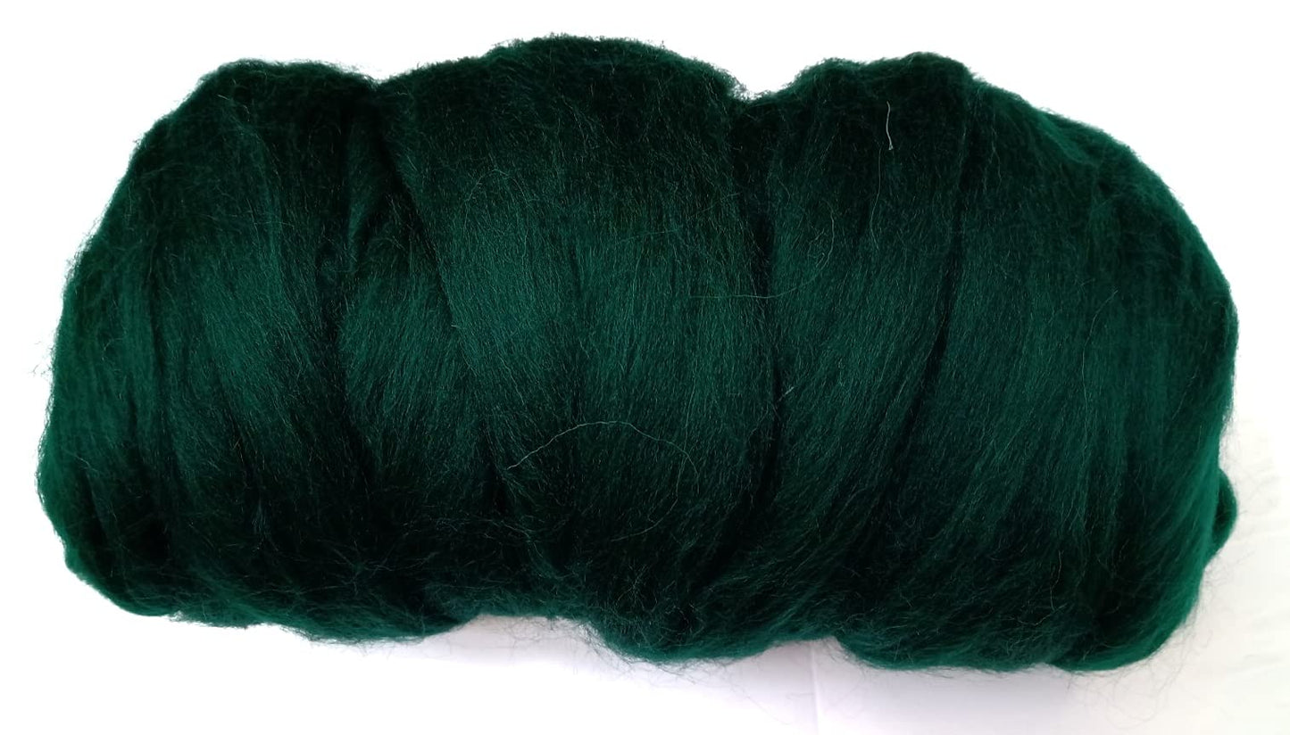 Kondoos Colored Natural Wool roving, 1 lb. Best Wool for Needle Felting, Wet Felting, handcrafts and Spinning. (English Green, 1 lb)