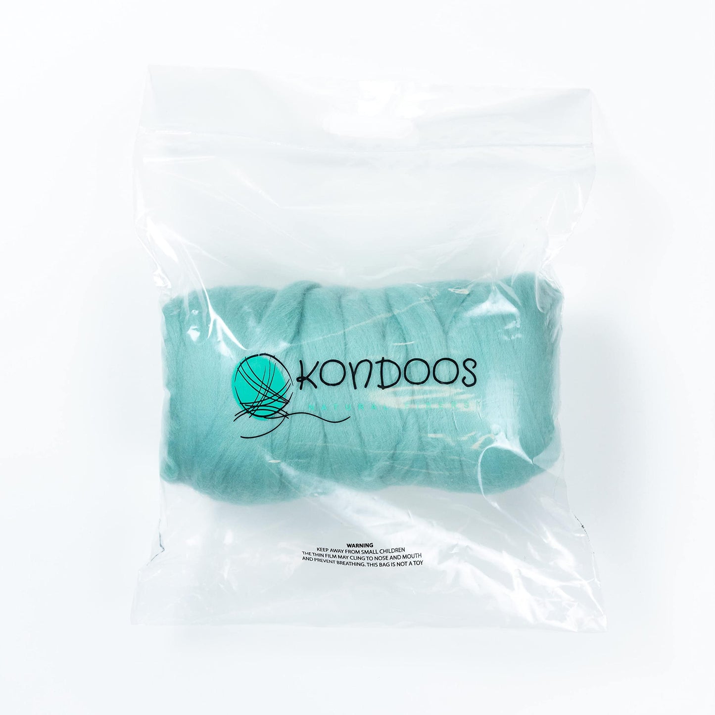 Kondoos Colored Natural Wool roving, 1 lb. Best Wool for Needle Felting, Wet Felting, handcrafts and Spinning. (Acqua, 1 lb)