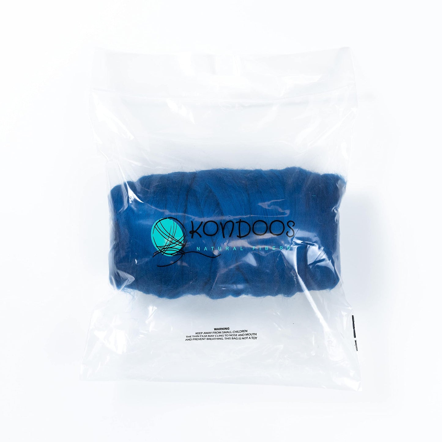 Kondoos Colored Natural wool roving, 1 lb. Best wool for needle felting, wet felting, handcrafts and spinning. (Electric blue, 1 lb)