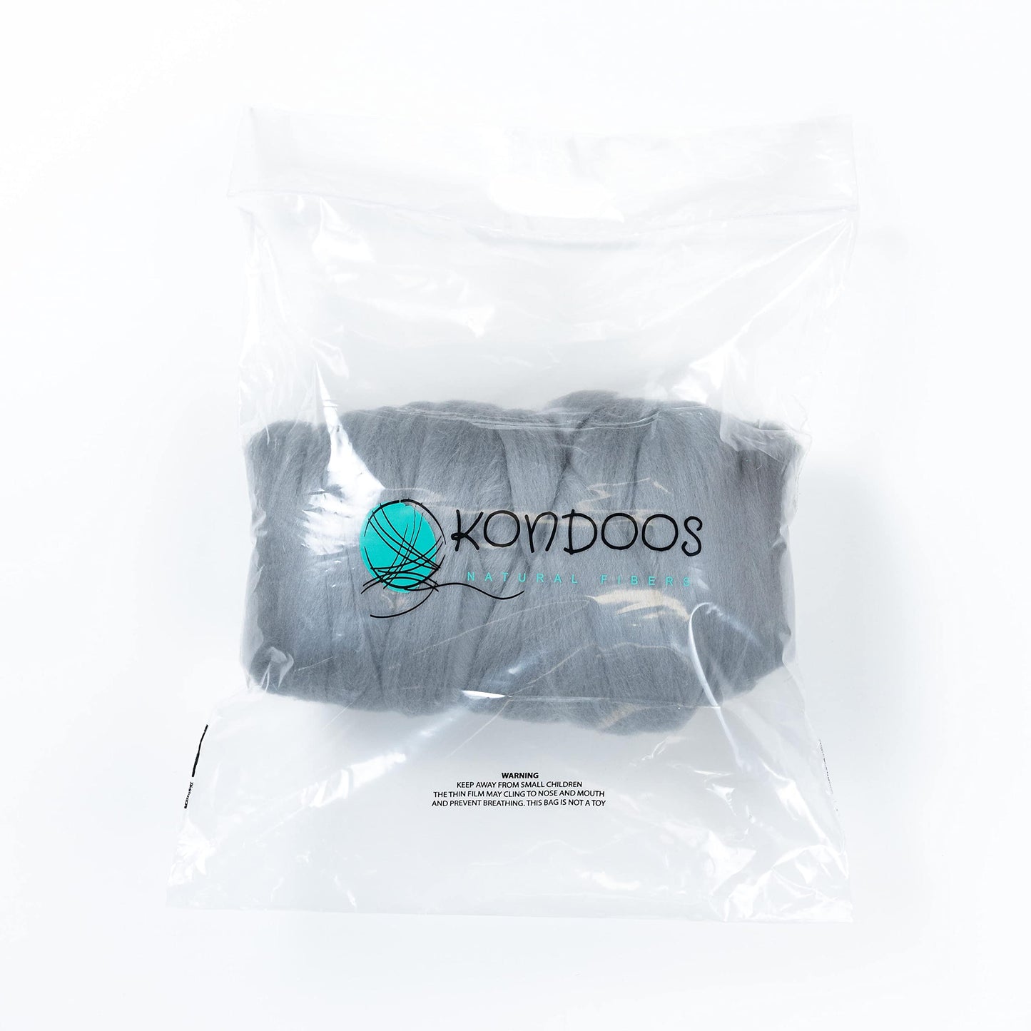 Kondoos Colored Natural Wool roving, 1 lb. Best Wool for Needle Felting, Wet Felting, handcrafts and Spinning. (Silver, 1 lb)