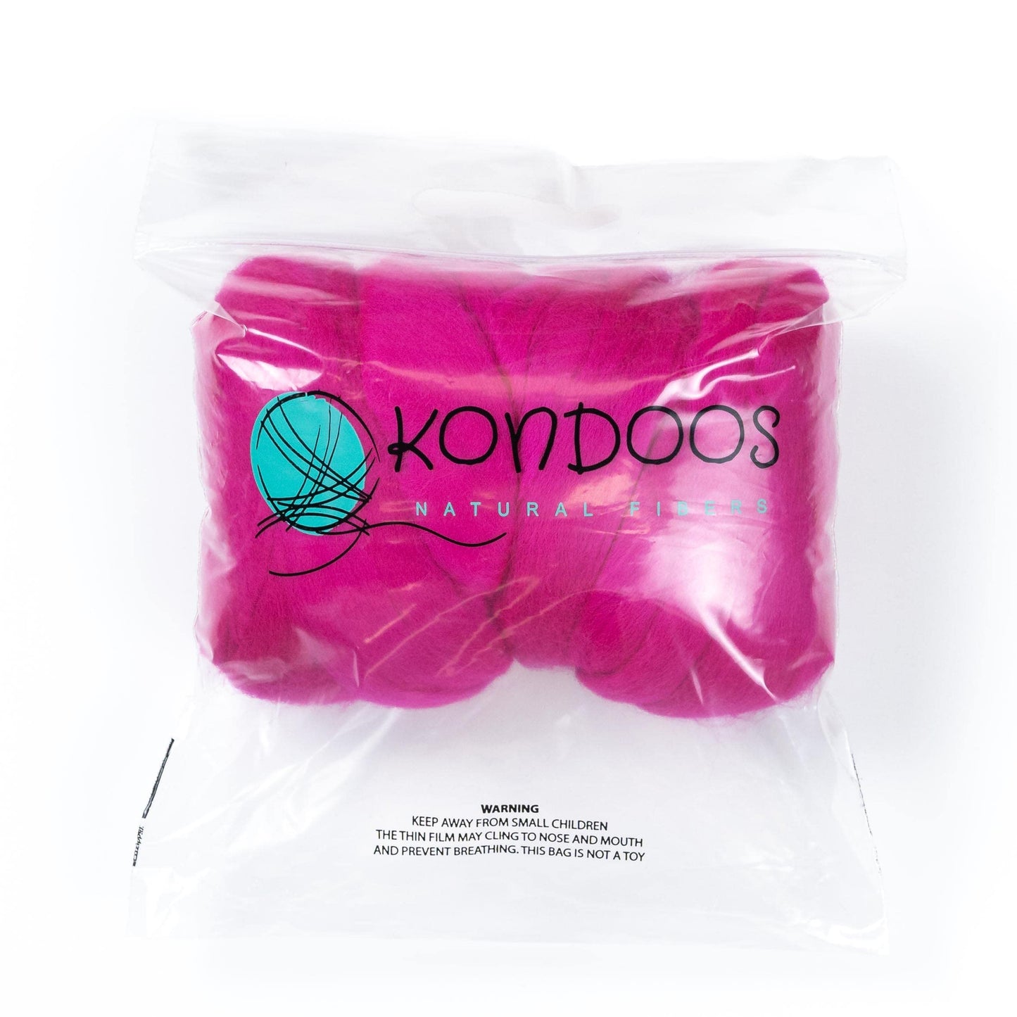 Kondoos Colored Natural Wool roving, 8 OZ. Best Wool for Needle Felting, Wet Felting, handcrafts and Spinning. (Magenta)