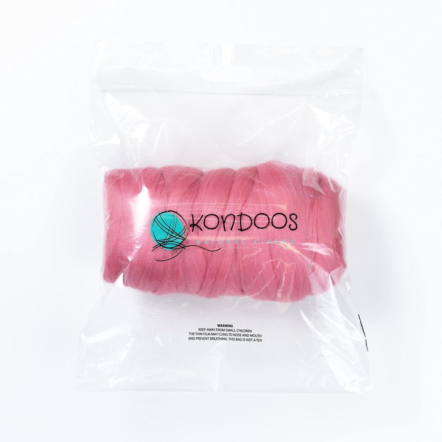 Kondoos Colored Natural Wool roving, 1 lb. Best Wool for Needle Felting, Wet Felting, handcrafts and Spinning. (Wild Watermelon, 1 lb)