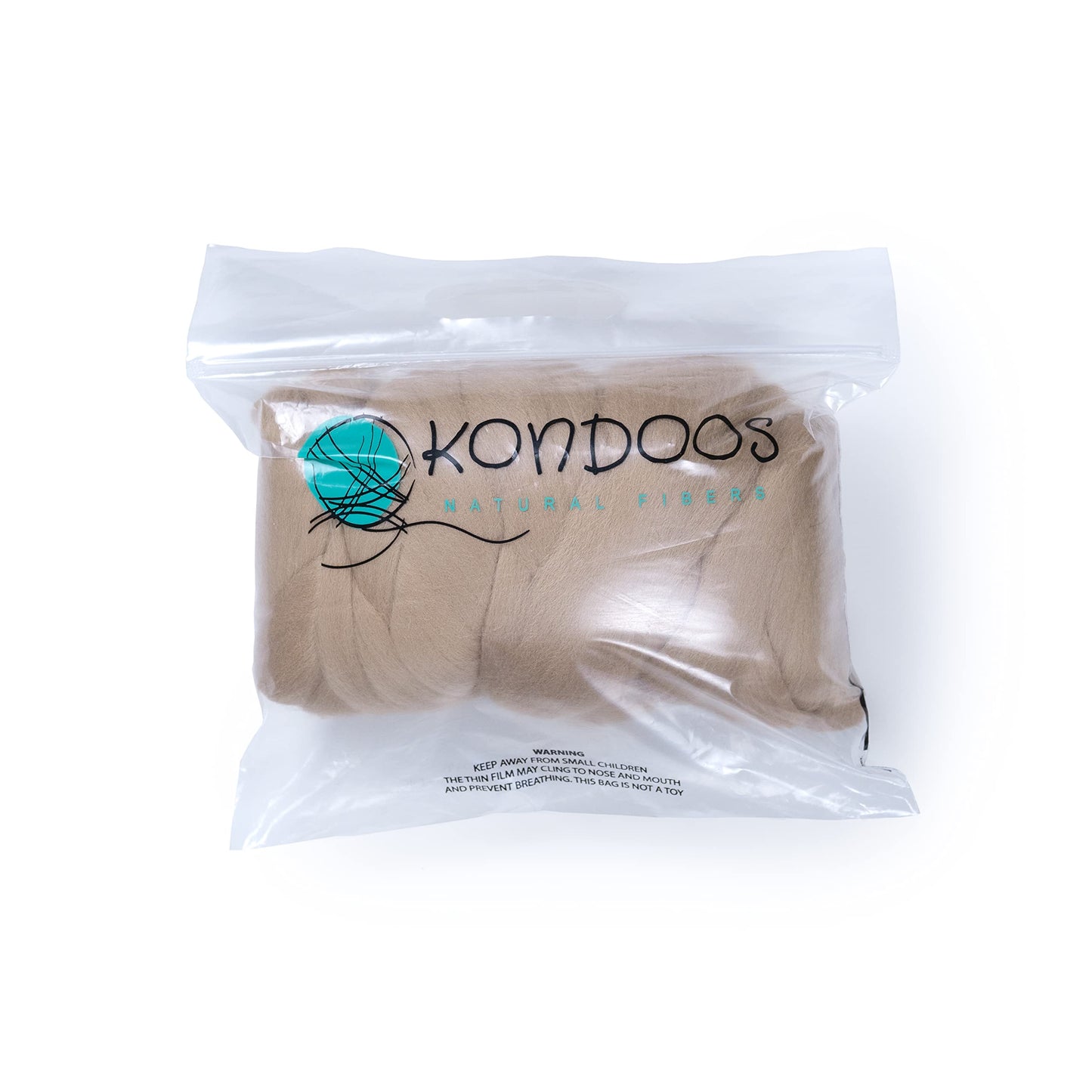 Kondoos Colored Natural Wool roving, 1 lb. Best Wool for Needle Felting, Wet Felting, handcrafts and Spinning.Wool Felting Yarn Supplies. (Beige, 1 lb)