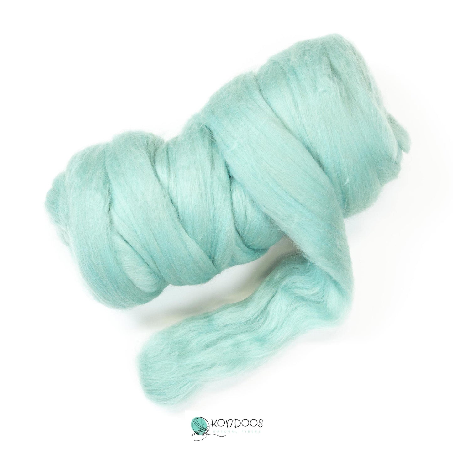 Kondoos Colored Natural Wool roving, 8 OZ. Best Wool for Needle Felting, Wet Felting, handcrafts and Spinning. (Acqua)