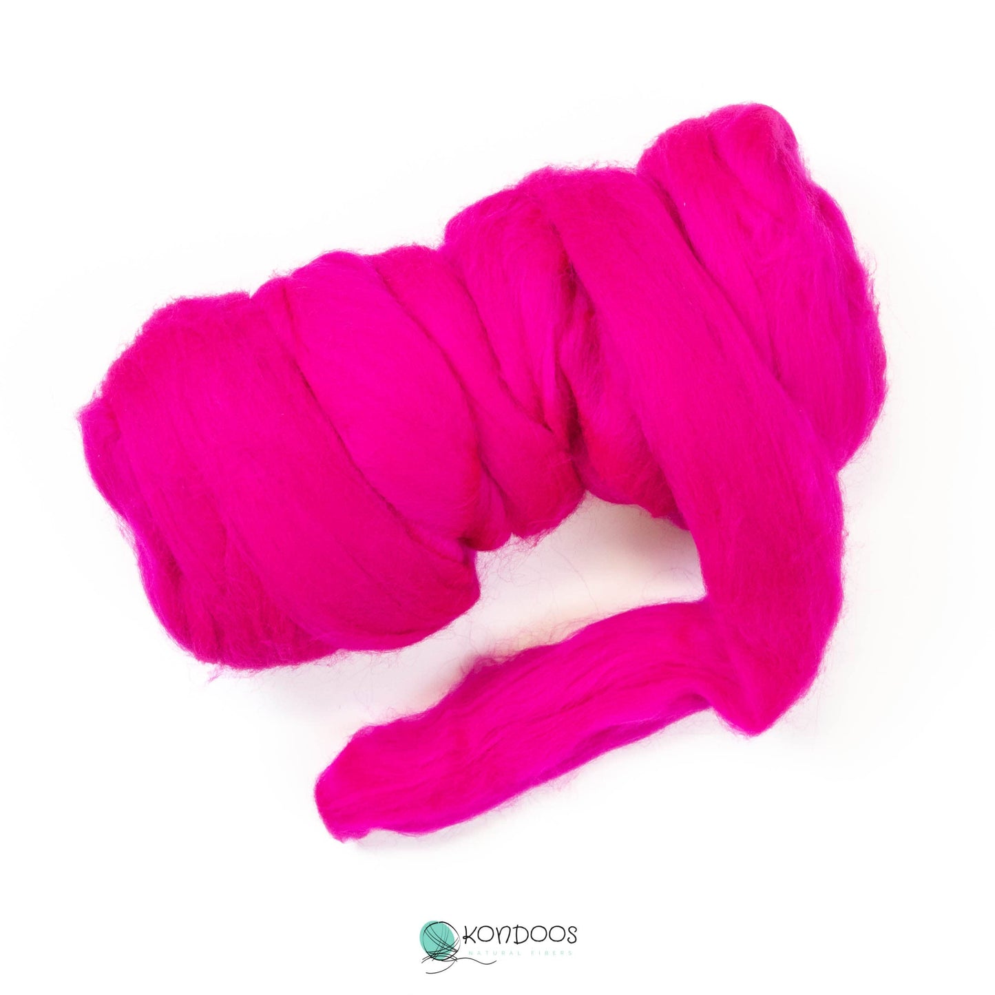 Kondoos Colored Natural Wool roving, 8 OZ. Best Wool for Needle Felting, Wet Felting, handcrafts and Spinning. (Magenta)