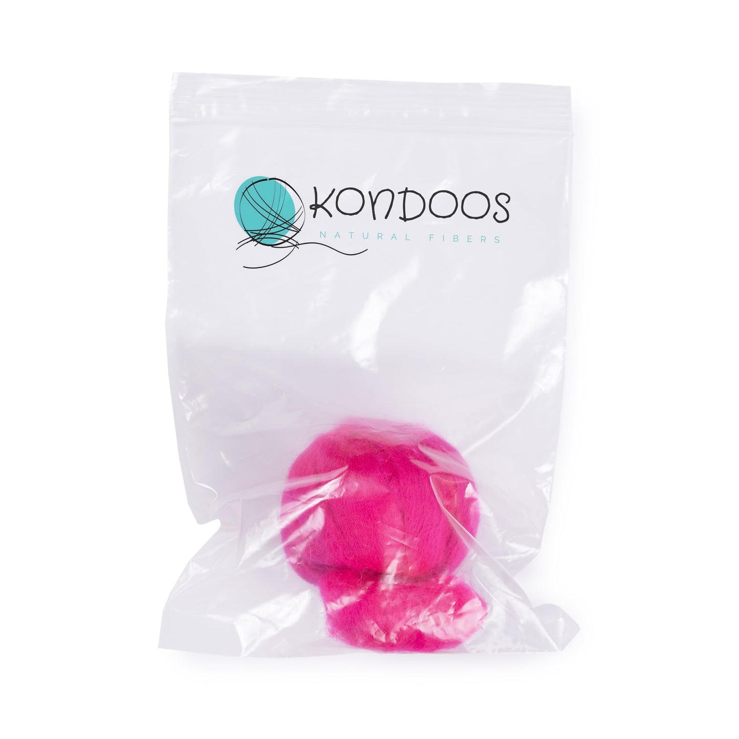 Kondoos Natural Wool roving, 2 OZ. Best Wool for Needle Felting and Wet Felting, handcrafts and DIY Spinning Projects, Wool Felting Supplies. Dyed Colors. (Magenta, 2 oz)
