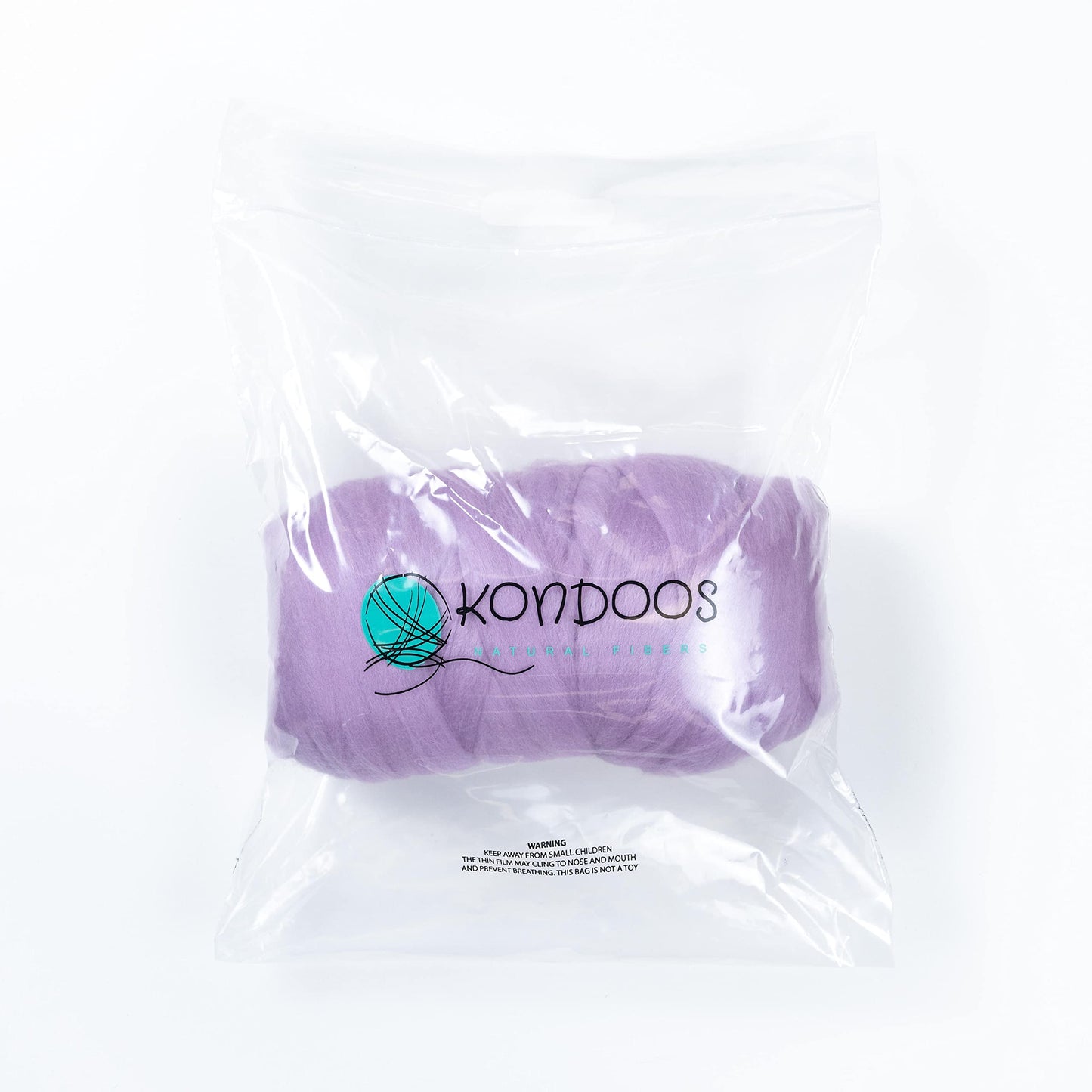Kondoos Colored Natural Wool roving, 1 lb. Best Wool for Needle Felting, Wet Felting, handcrafts and Spinning. (Lavender, 1 lb)