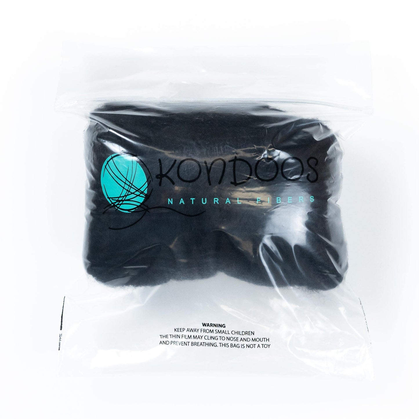 Kondoos Colored Natural Bulk Wool roving, 8 OZ. Best Wool for Needle Felting, Wet Felting, handcrafts and Spinning Yarn (Total Black)