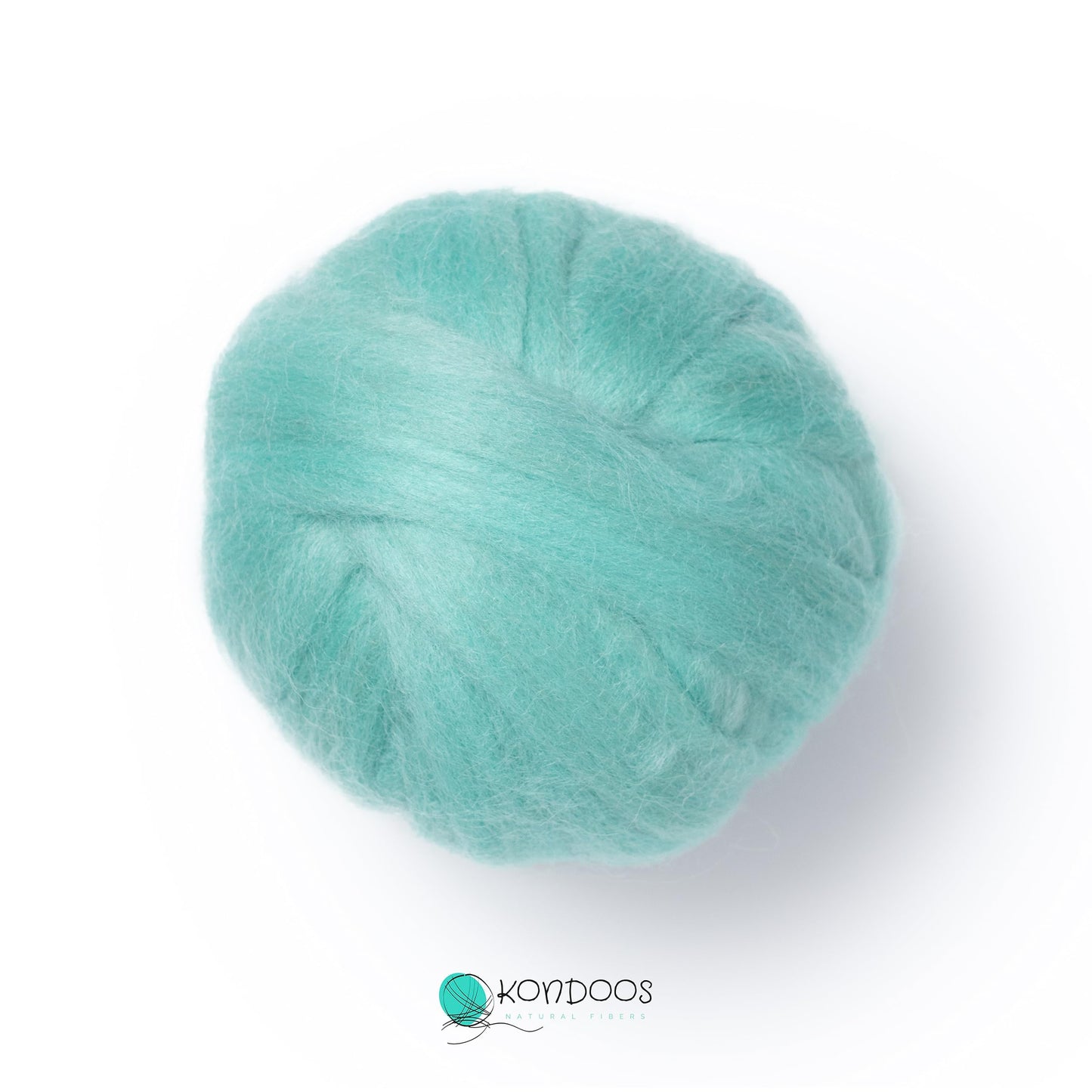 Kondoos Natural Wool roving, 2 OZ. Best Wool for Needle Felting and Wet Felting, handcrafts and DIY Spinning Projects, Wool Felting Supplies. Dyed Colors. (Acqua, 2 oz)