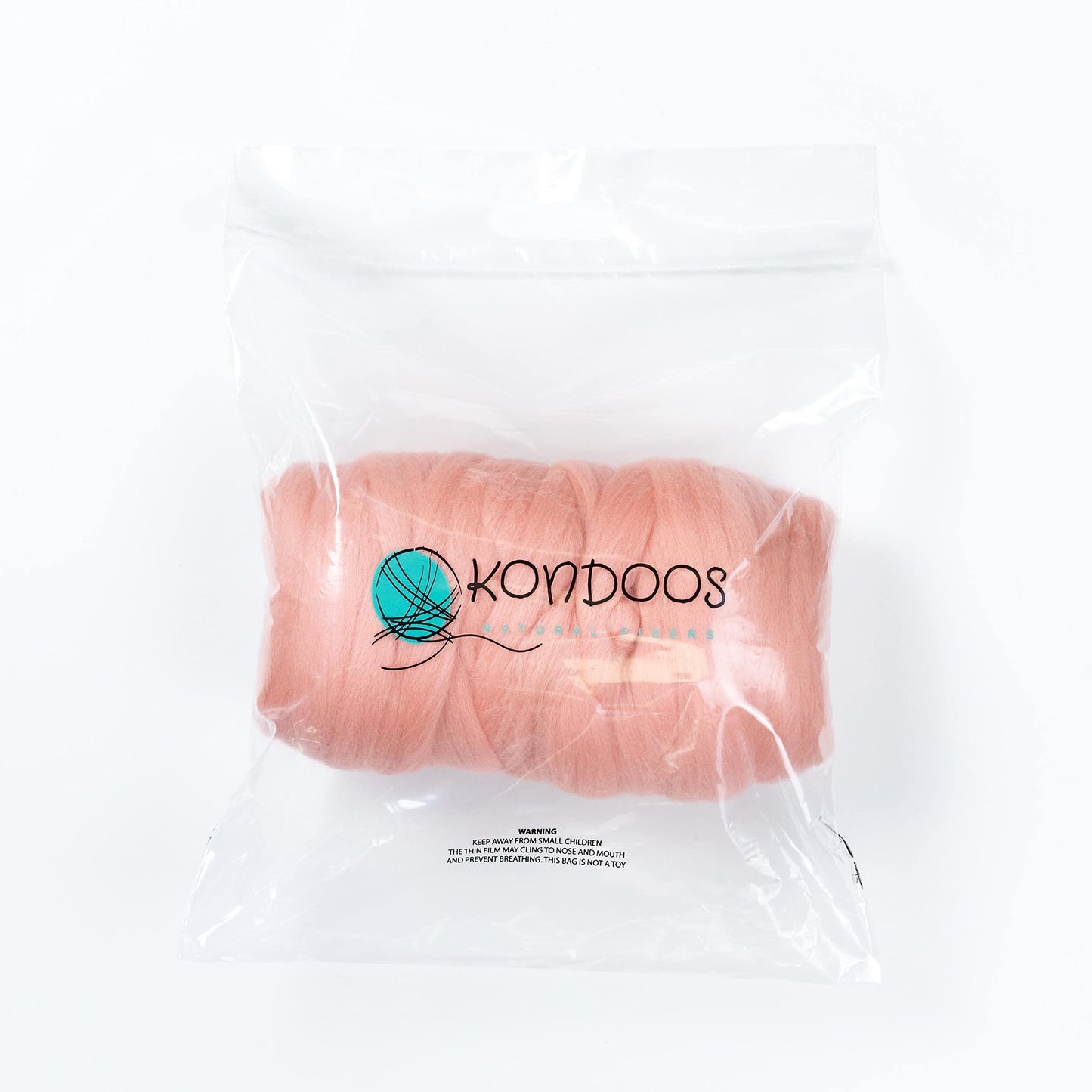 Kondoos Colored Natural Wool roving, 1 lb. Best Wool for Needle Felting, Wet Felting, handcrafts and Spinning. (Salmon Pink, 1 lb)