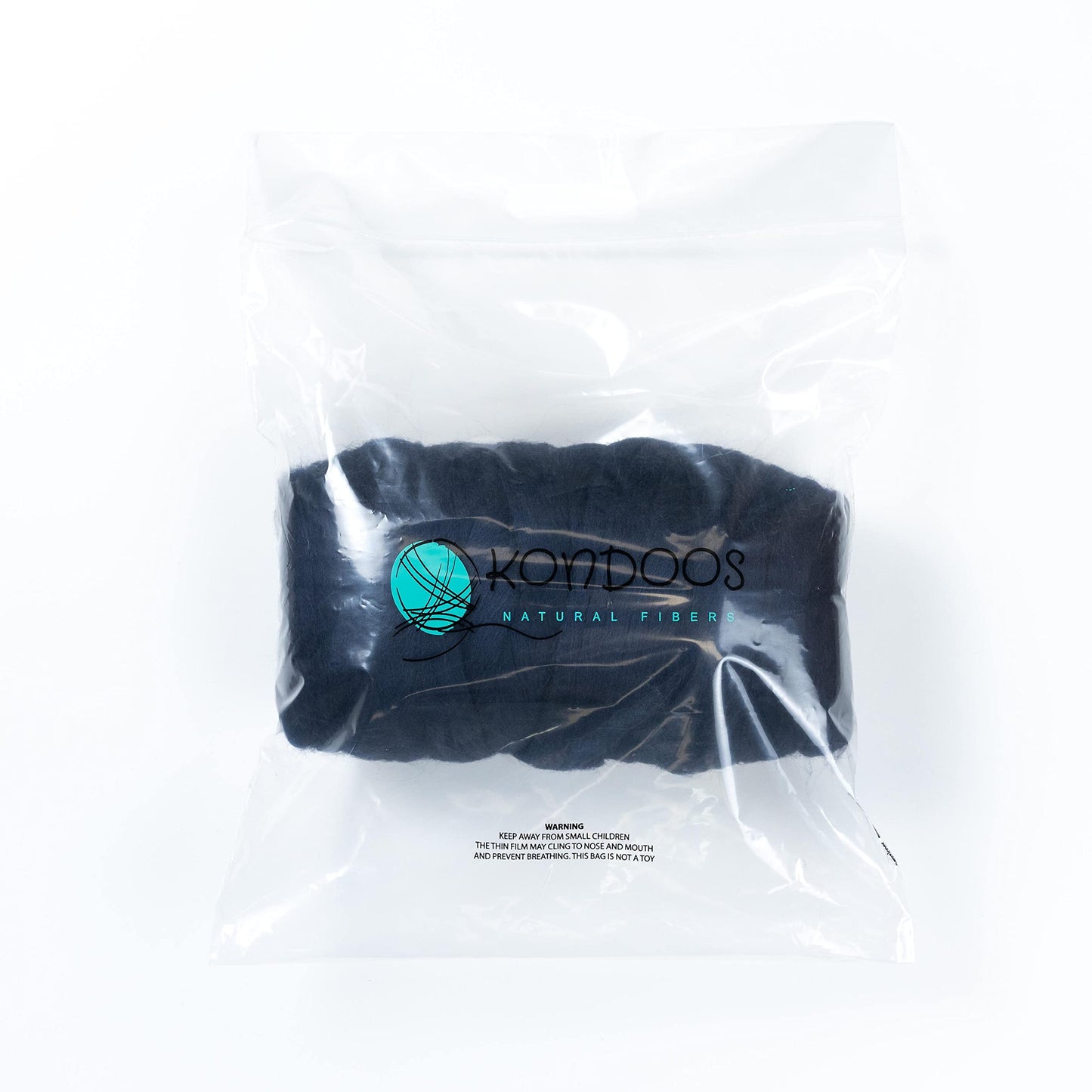 Kondoos Colored Natural Wool roving, 1 lb. Best Wool for Needle Felting, Wet Felting, handcrafts and Spinning. (Blue Navy, 1 lb)
