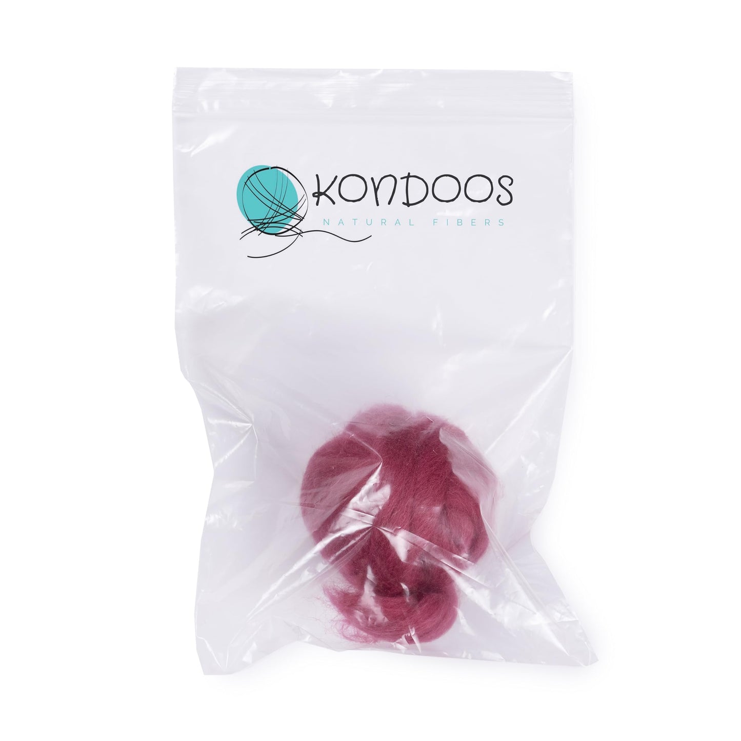Kondoos Natural Wool roving, 2 OZ. Best Wool for Needle Felting and Wet Felting, handcrafts and DIY Spinning Projects, Wool Felting Supplies. Dyed Colors. (Red Wine, 2 oz)