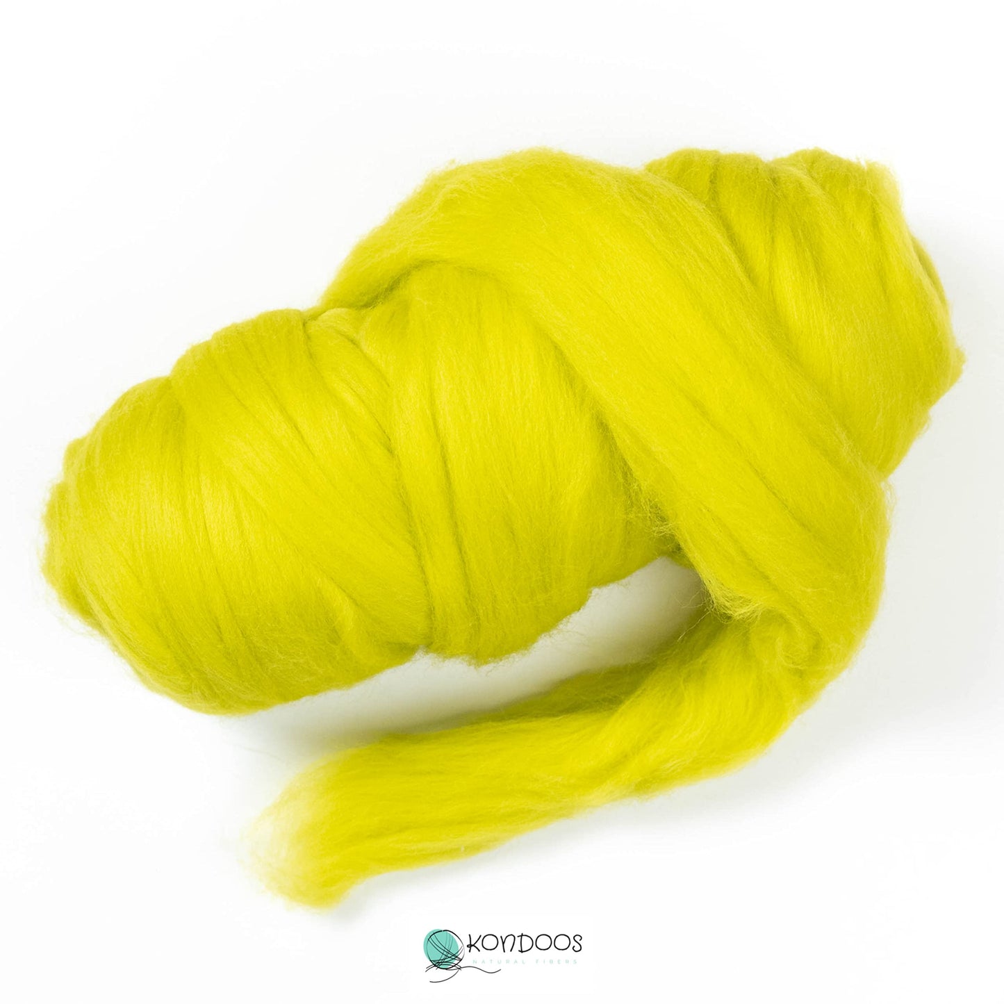 Kondoos Colored Natural Wool roving, 1 lb. Best Wool for Needle Felting, Wet Felting, handcrafts and Spinning. (Green Lime, 1 lb)
