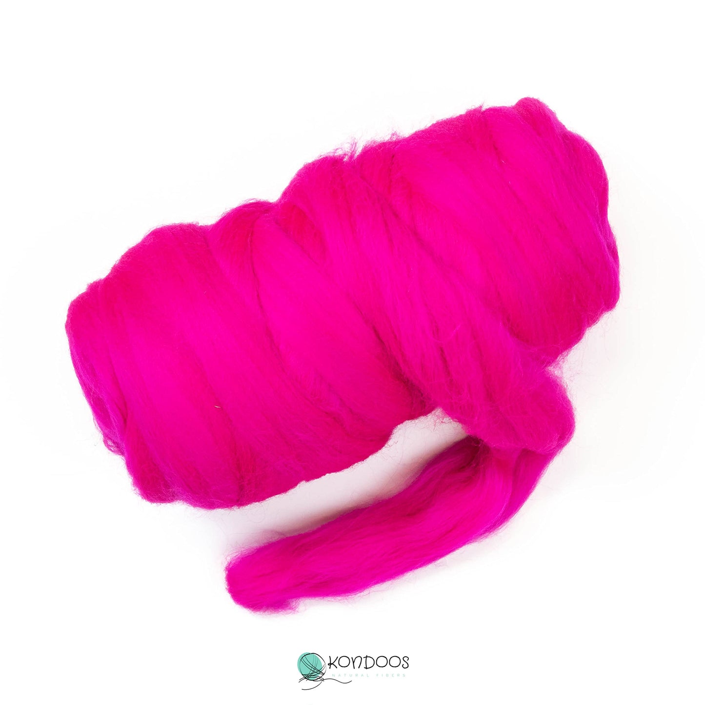 Kondoos Colored Natural Wool roving, 1 lb. Best Wool for Needle Felting, Wet Felting, handcrafts and Spinning. (Magenta, 1 lb)