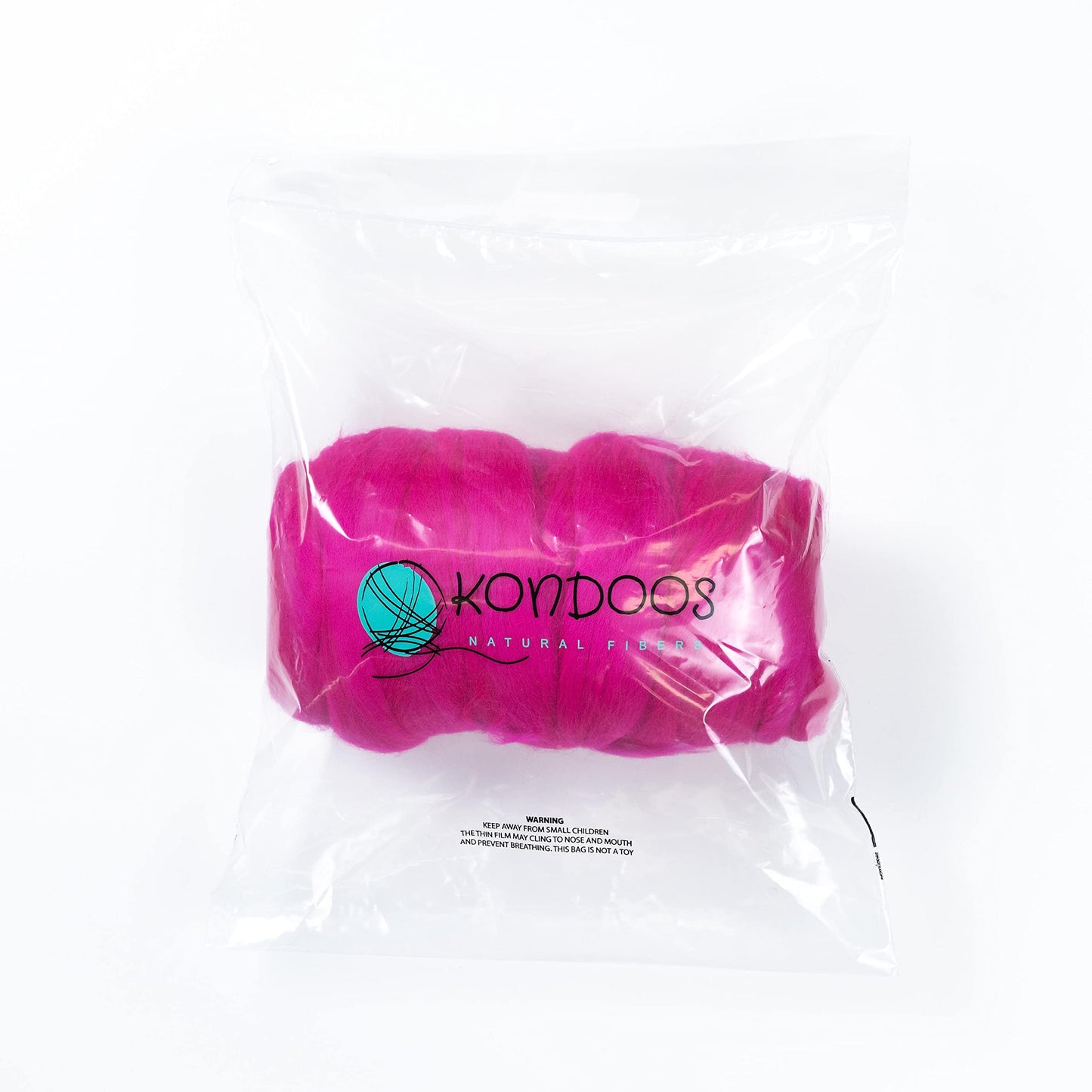 Kondoos Colored Natural Wool roving, 1 lb. Best Wool for Needle Felting, Wet Felting, handcrafts and Spinning. (Magenta, 1 lb)