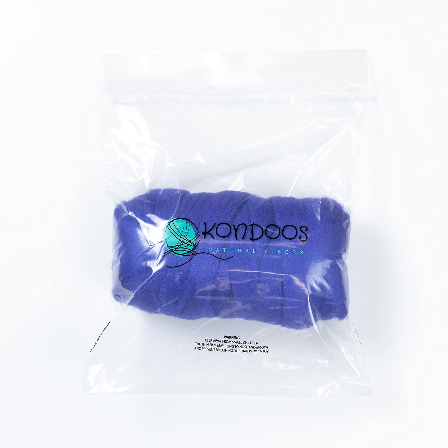 Kondoos Colored Natural Wool roving, 1 lb. Best Wool for Needle Felting, Wet Felting, handcrafts and Spinning. (Purple, 1 lb)