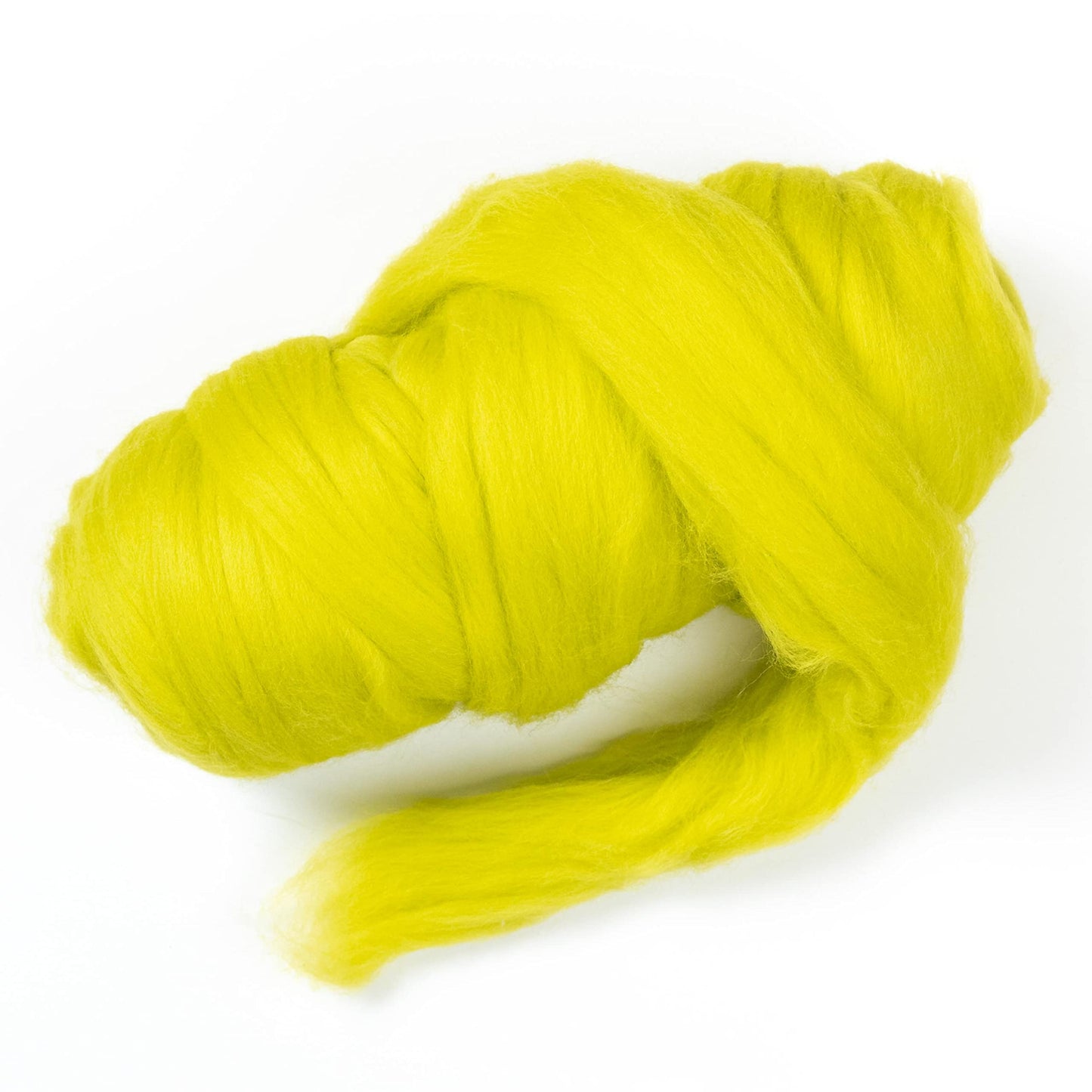 Kondoos Colored Natural Wool roving, 1 lb. Best Wool for Needle Felting, Wet Felting, handcrafts and Spinning. (Green Lime, 1 lb)