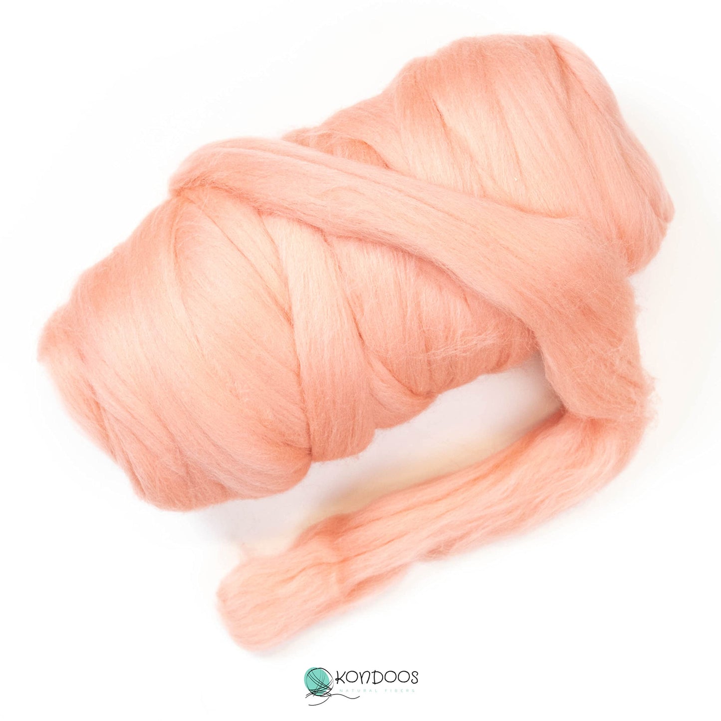 Kondoos Colored Natural Wool roving, 1 lb. Best Wool for Needle Felting, Wet Felting, handcrafts and Spinning. (Salmon Pink, 1 lb)