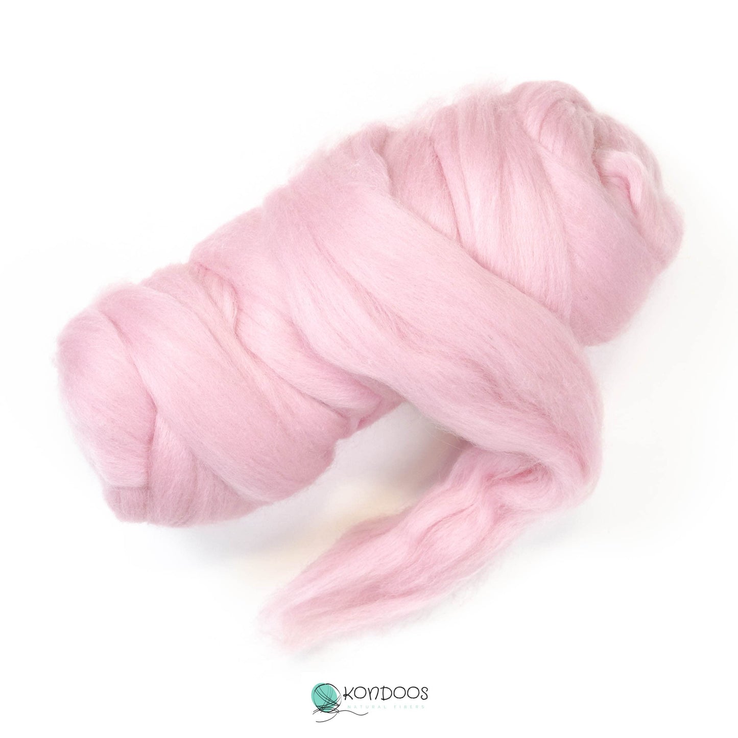 Kondoos Colored Natural Wool roving, 8 OZ. Best Wool for Needle Felting, Wet Felting, handcrafts and Spinning. (Baby Pink)