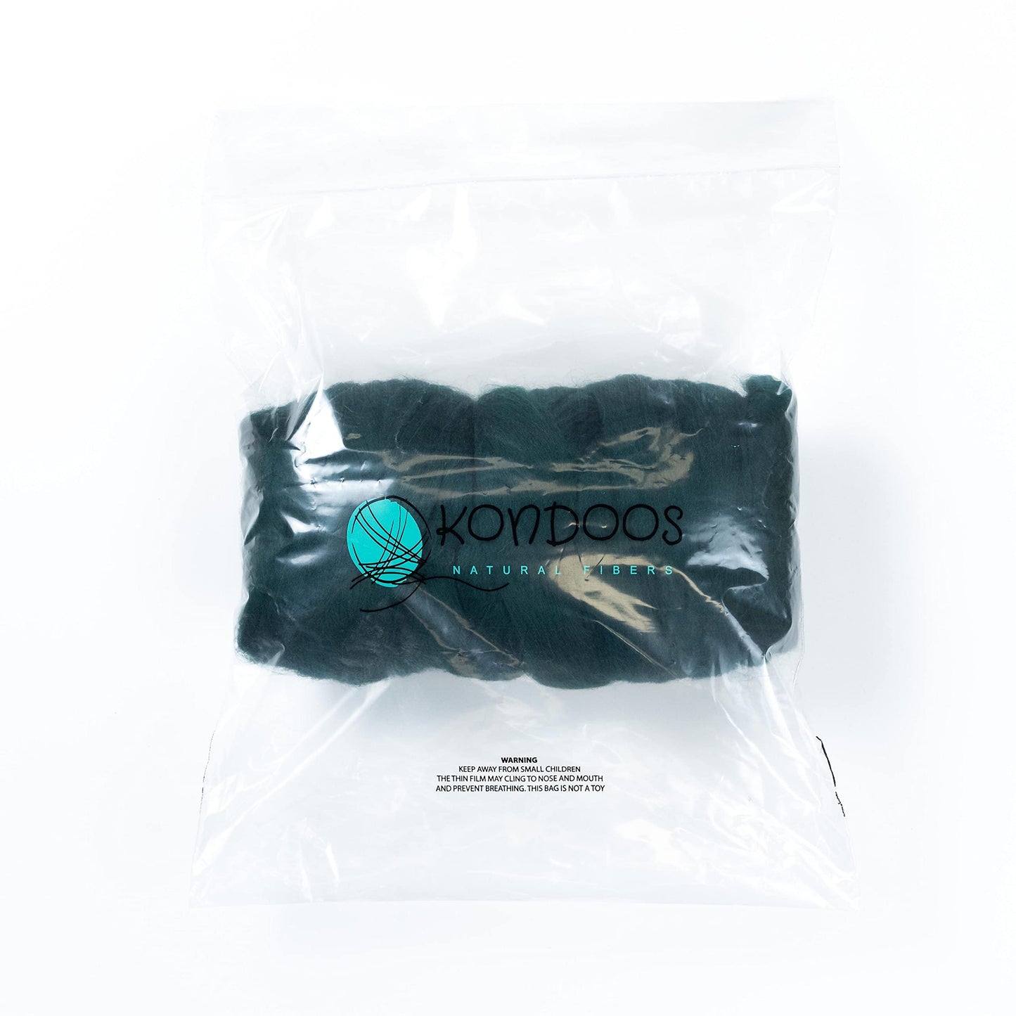 Kondoos Colored Natural Wool roving, 1 lb. Best Wool for Needle Felting, Wet Felting, handcrafts and Spinning. (English Green, 1 lb)