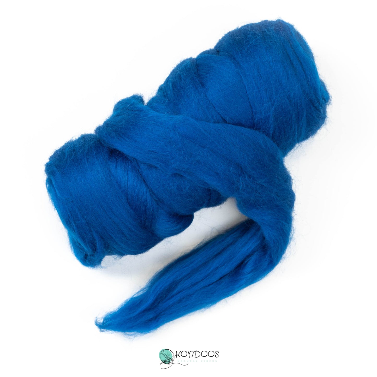 Kondoos Colored Natural Wool roving, 8 OZ. Best Wool for Needle Felting, Wet Felting, handcrafts and Spinning. (Electric Blue)