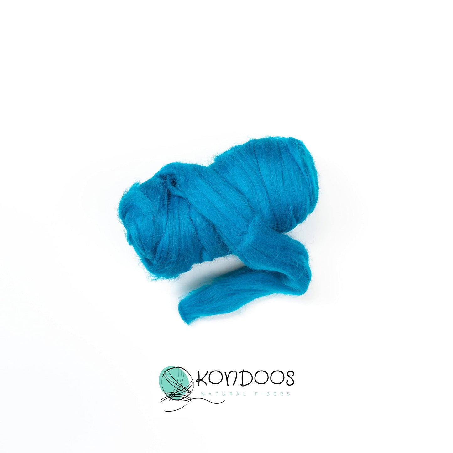 8 oz Natural Wool Roving: Turquoise Colored Fiber for Felting, Handcrafts & Spinning