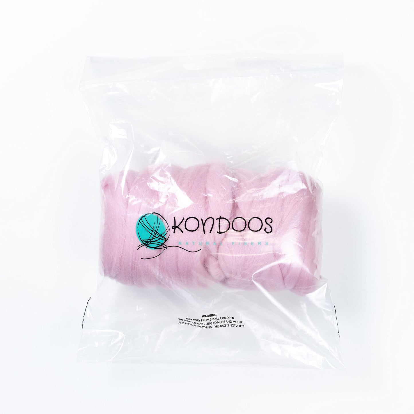 Kondoos Colored Natural Wool roving, 1 lb. Best Wool for Needle Felting, Wet Felting, handcrafts and Spinning. (Baby Pink, 1 lb)