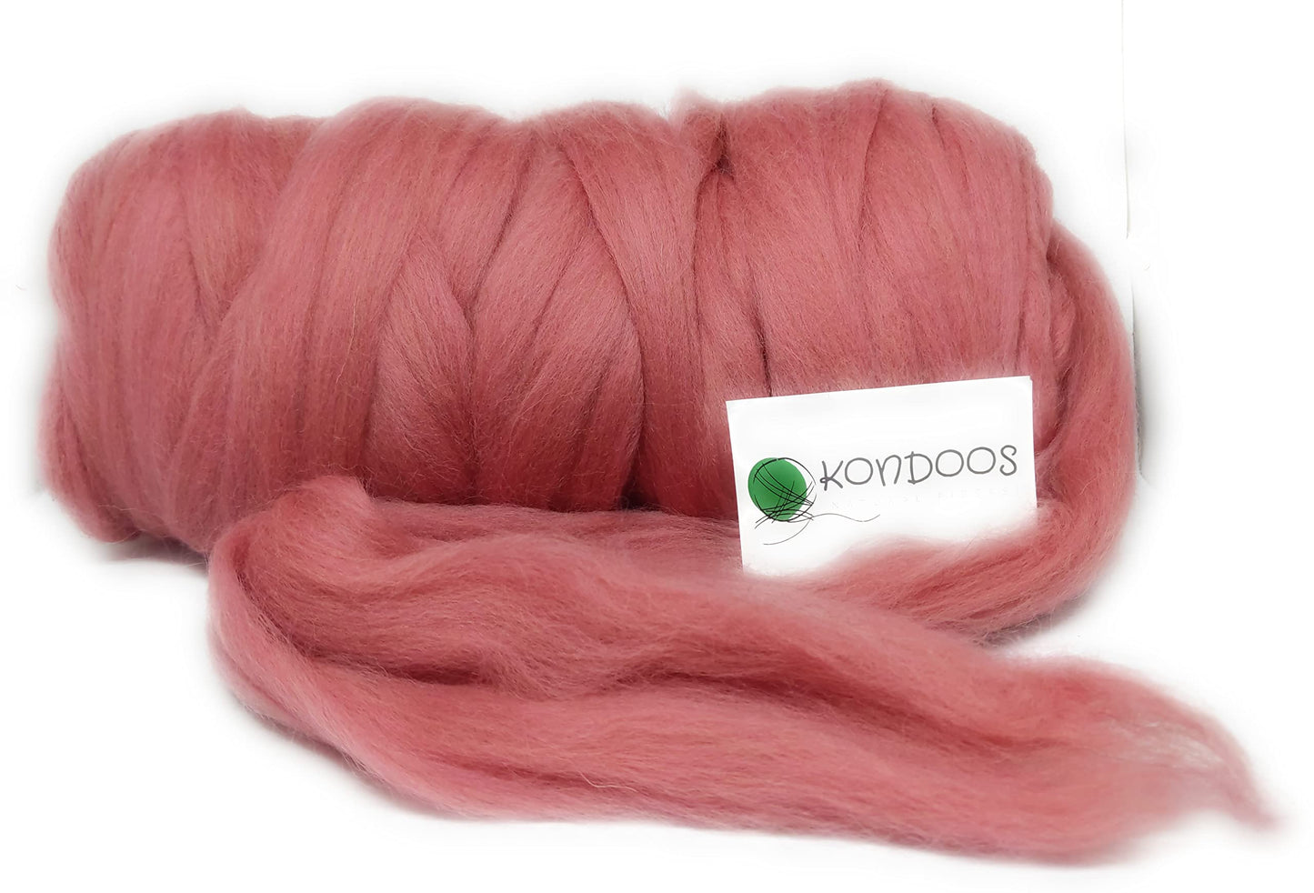 Kondoos Colored Natural Wool roving, 1 lb. Best Wool for Needle Felting, Wet Felting, handcrafts and Spinning. (Wild Watermelon, 1 lb)