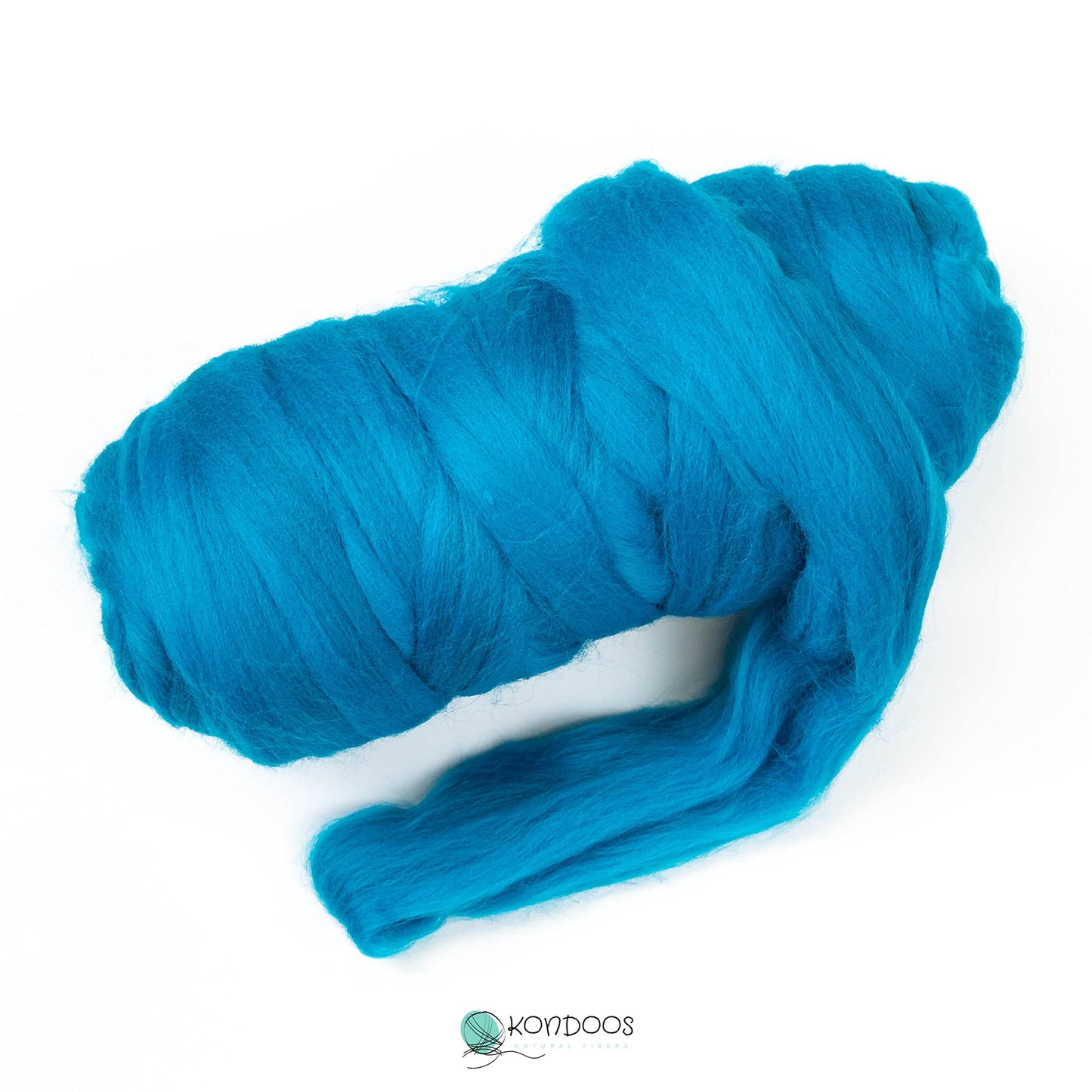 1 lb Natural Wool Roving: Colored Fiber for Felting, Handcrafts & Spinning (Turquoise, 1 lb)