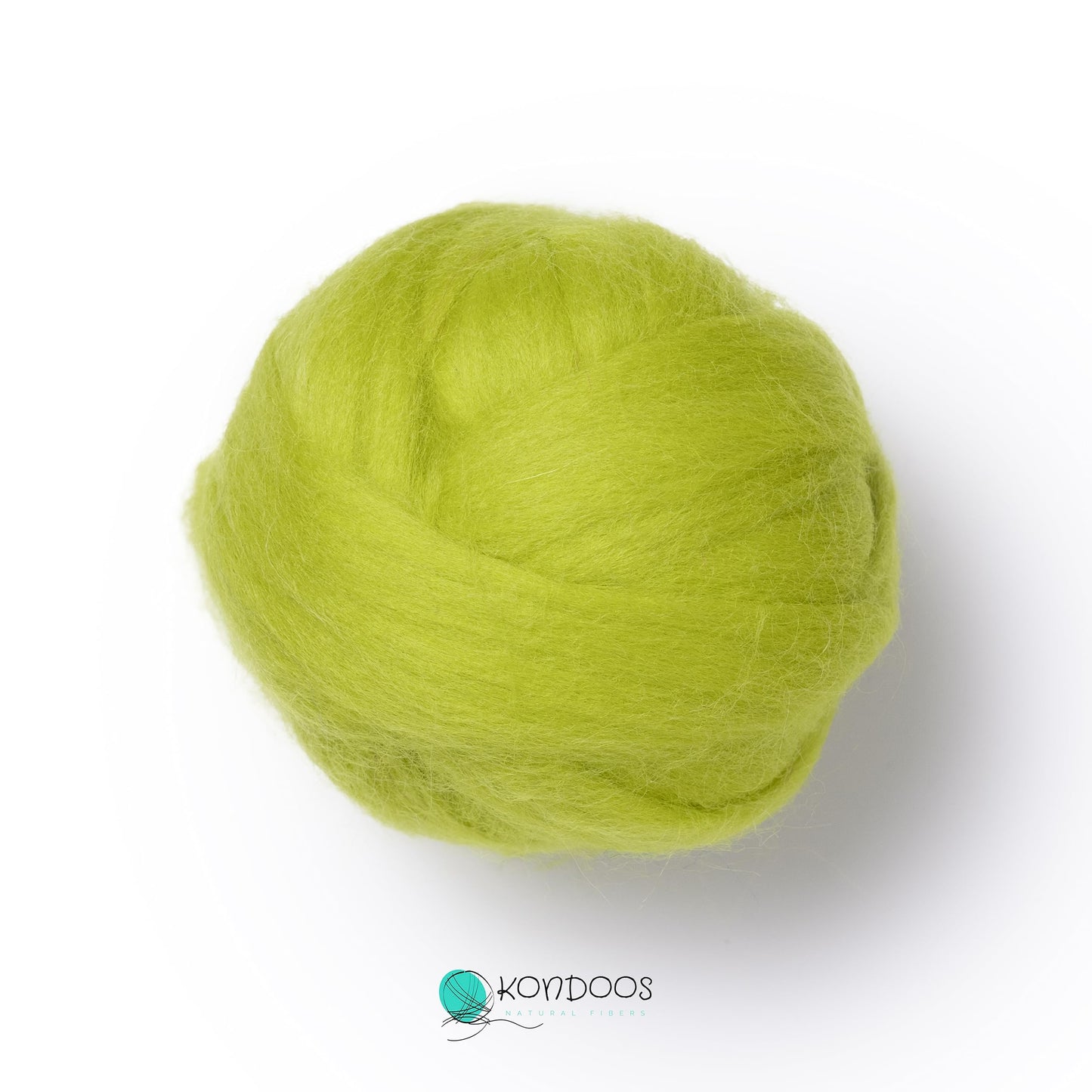 Kondoos Natural Wool roving, 2 OZ. Best Wool for Needle Felting and Wet Felting, handcrafts and DIY Spinning Projects, Wool Felting Supplies. Dyed Colors. (Green Lime, 2 oz)