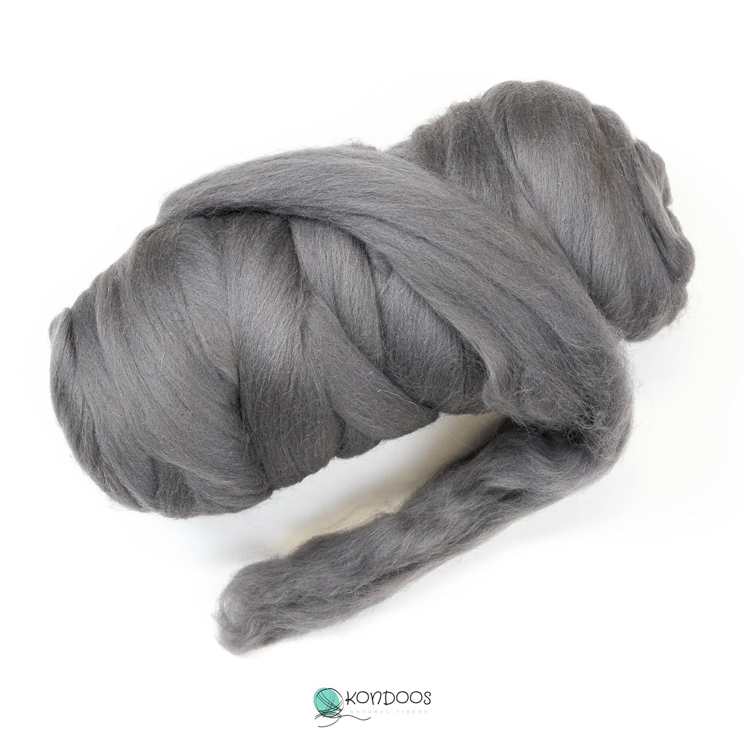 Kondoos Colored Natural Wool roving, 1 lb. Best Wool for Needle Felting, Wet Felting, handcrafts and Spinning. (Graphite, 1 lb)