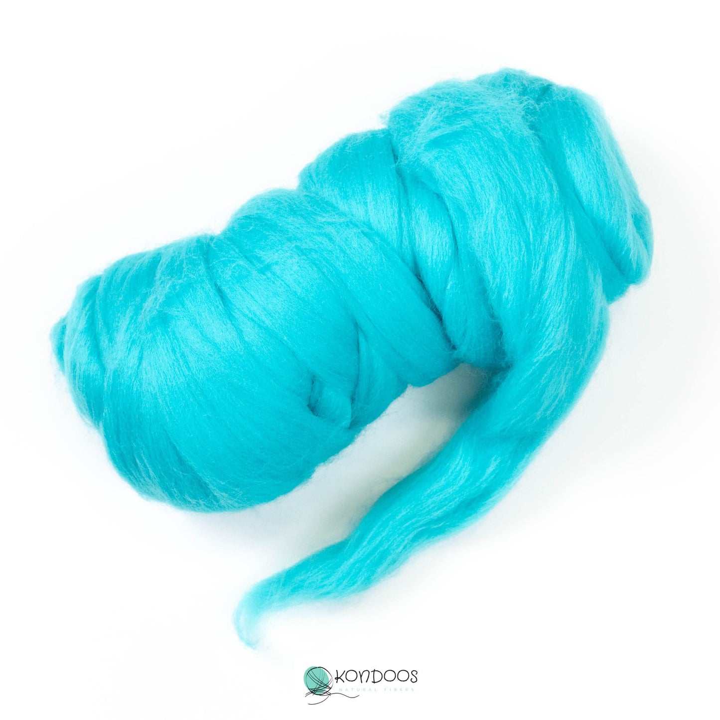 8 oz Natural Wool Roving: Cyan Colored Fiber for Felting, Handcrafts & Spinning