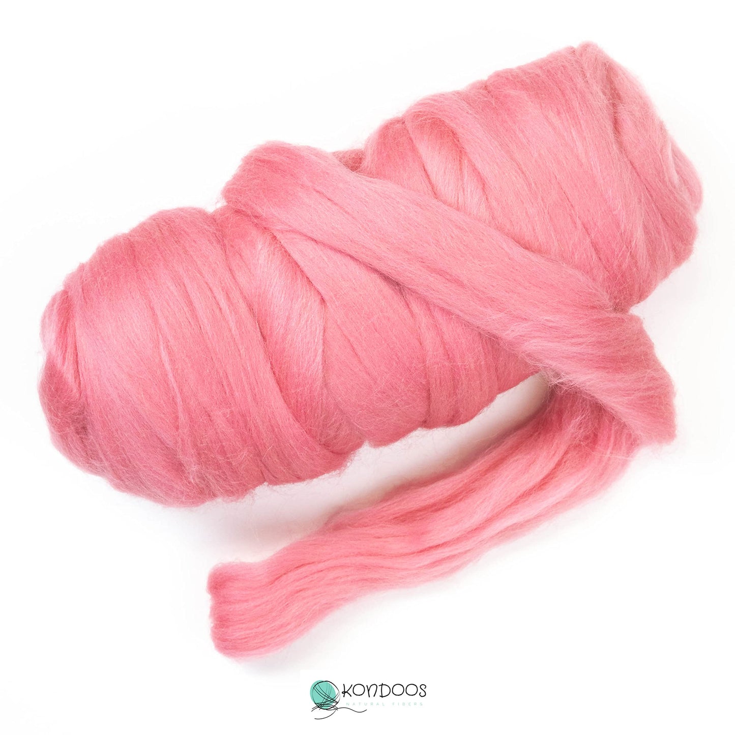 Kondoos Colored Natural Wool roving, 1 lb. Best Wool for Needle Felting, Wet Felting, handcrafts and Spinning. (Wild Watermelon, 1 lb)