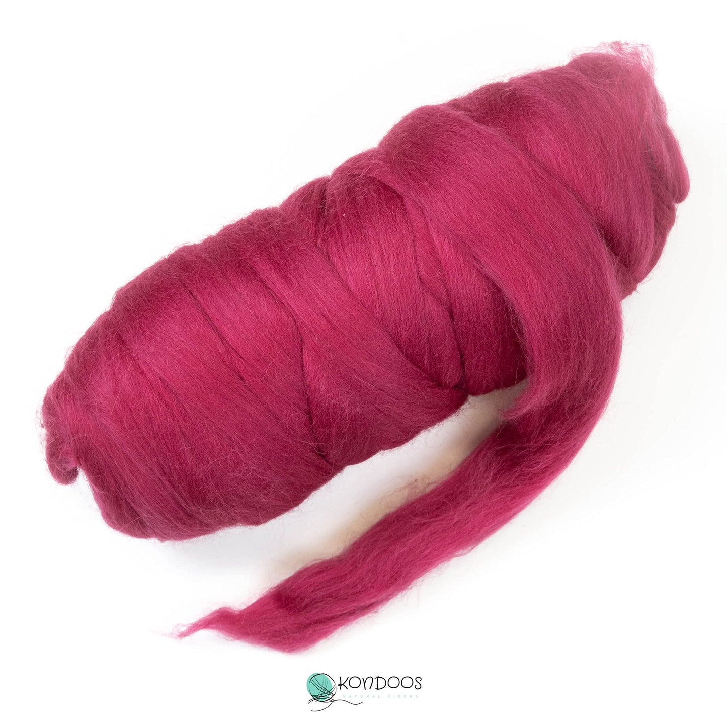 Kondoos Colored Natural Wool roving, 1 lb. Best Wool for Needle Felting, Wet Felting, handcrafts and Spinning. (Red Wine, 1 lb)