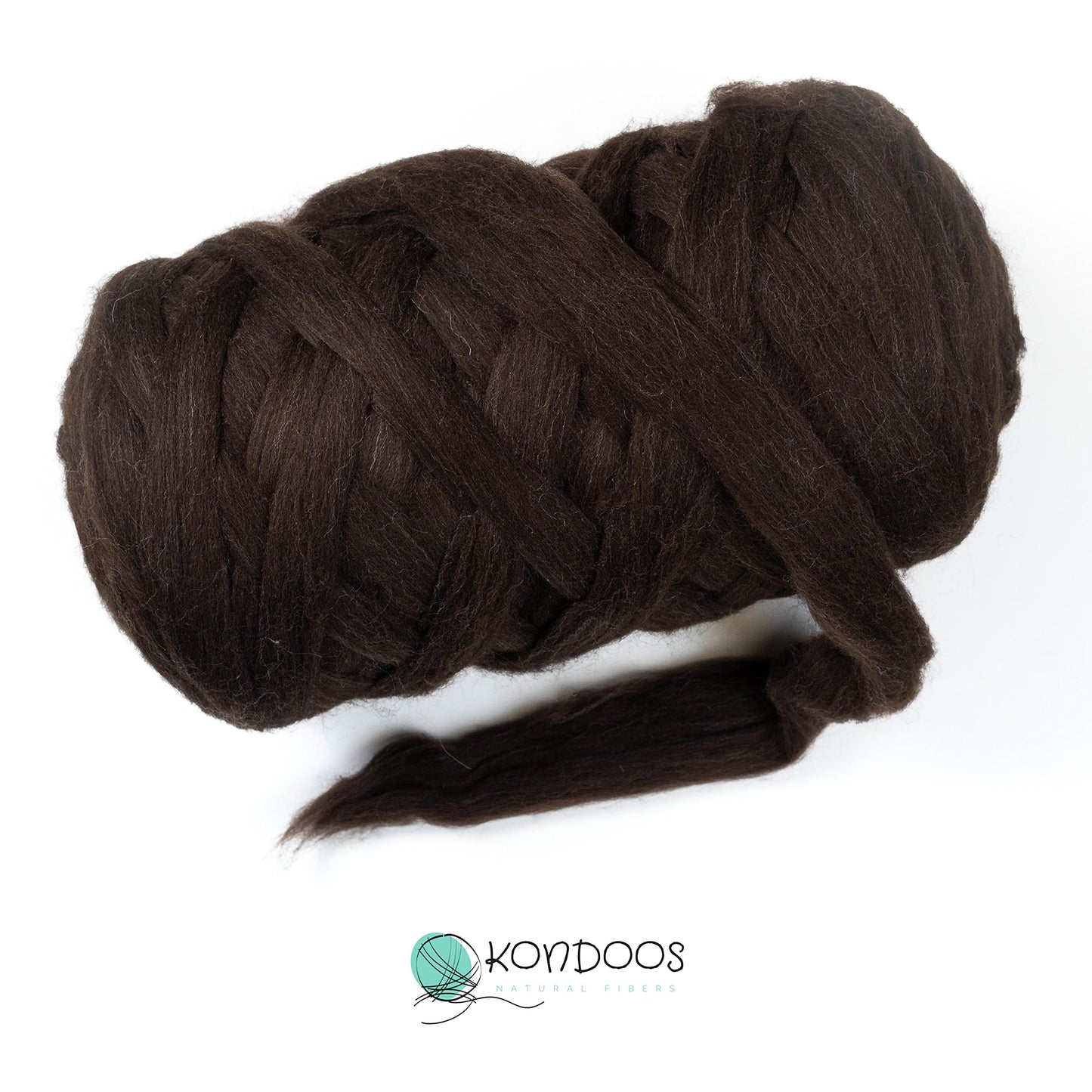 Kondoos Natural Wool Bulky Chunky Yarn roving, 8 lb. Best fot Hand Made Spinning, arm Knitting, Felting,Giant Blankets, Tapestry, Bedding un-Dyed. (Dark Brown Chocolate, 8 lb)
