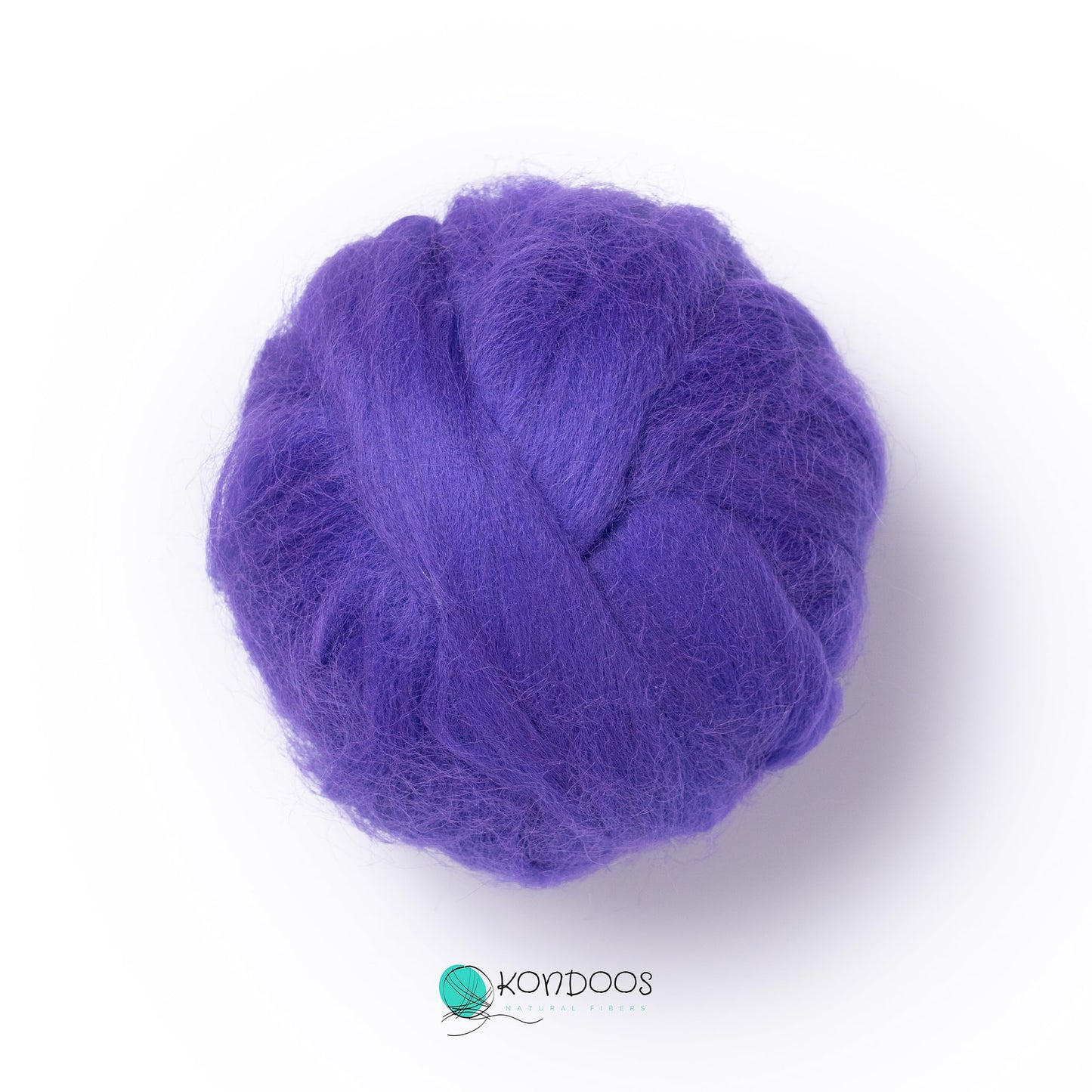 Kondoos Natural Wool roving, 2 OZ. Best Wool for Needle Felting and Wet Felting, handcrafts and DIY Spinning Projects, Wool Felting Supplies. Dyed Colors. (Purple, 2 oz)
